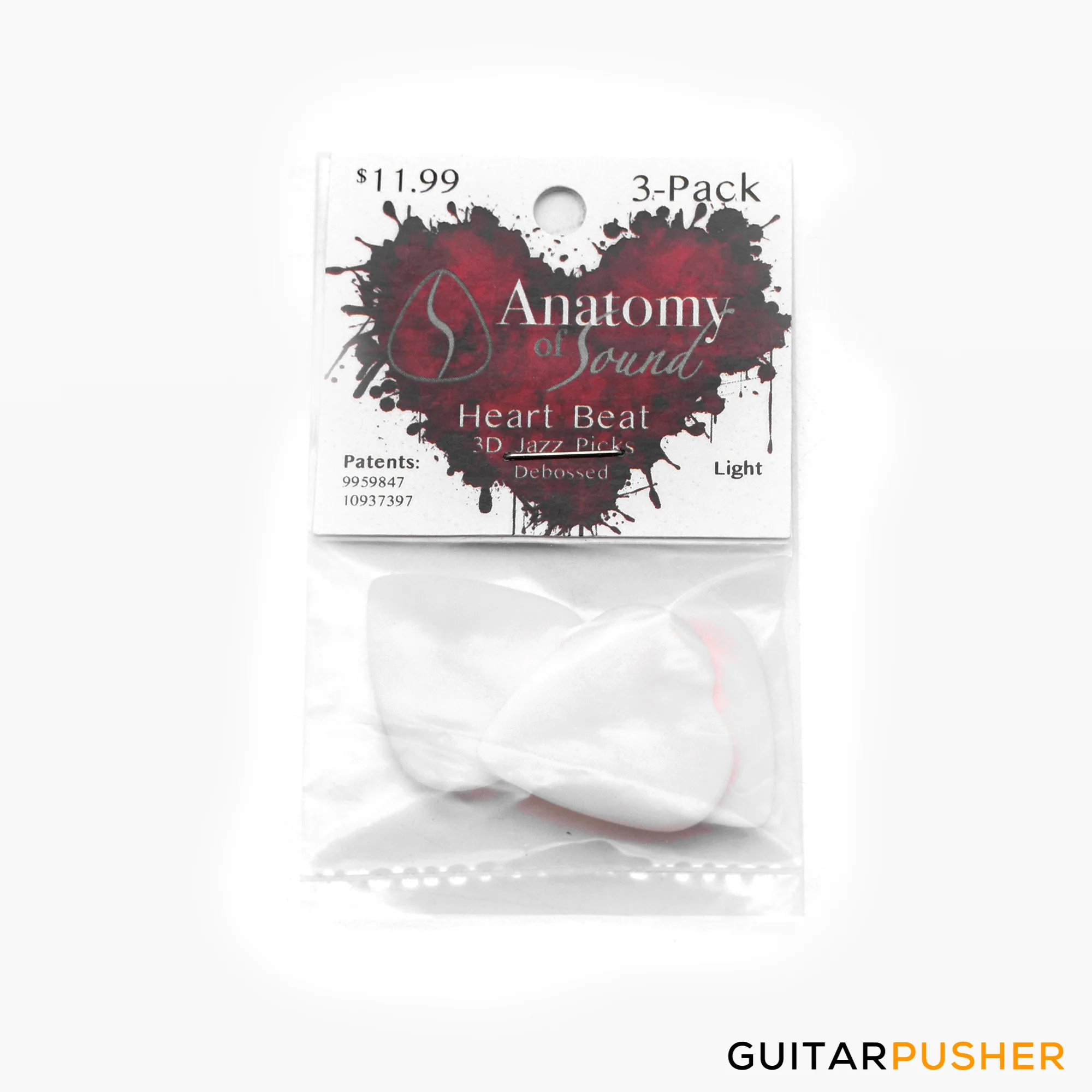 Anatomy of Sound Heart Beat Debossed Jazz Light White 3-pack (705377777219) - Image 2