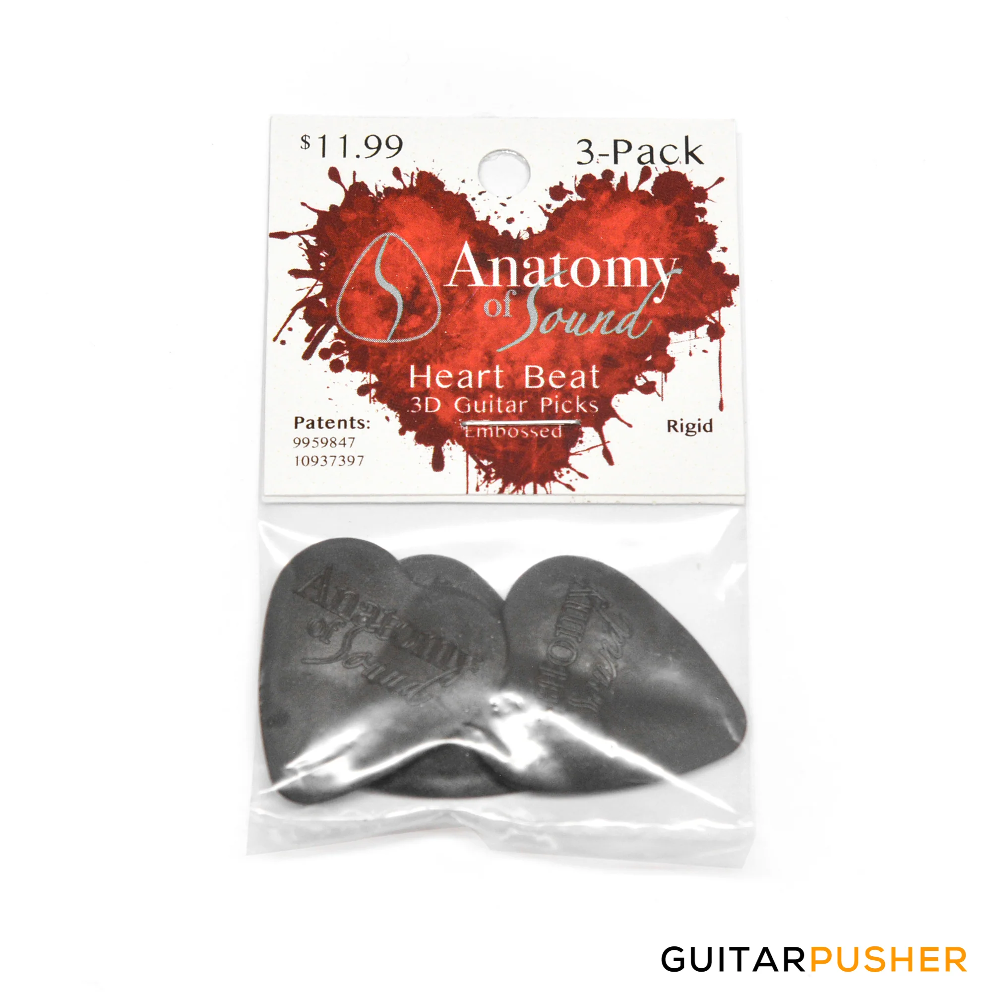 Anatomy of Sound Heart Beat Embossed Standard Rigid Black 3-pack (705377777318)