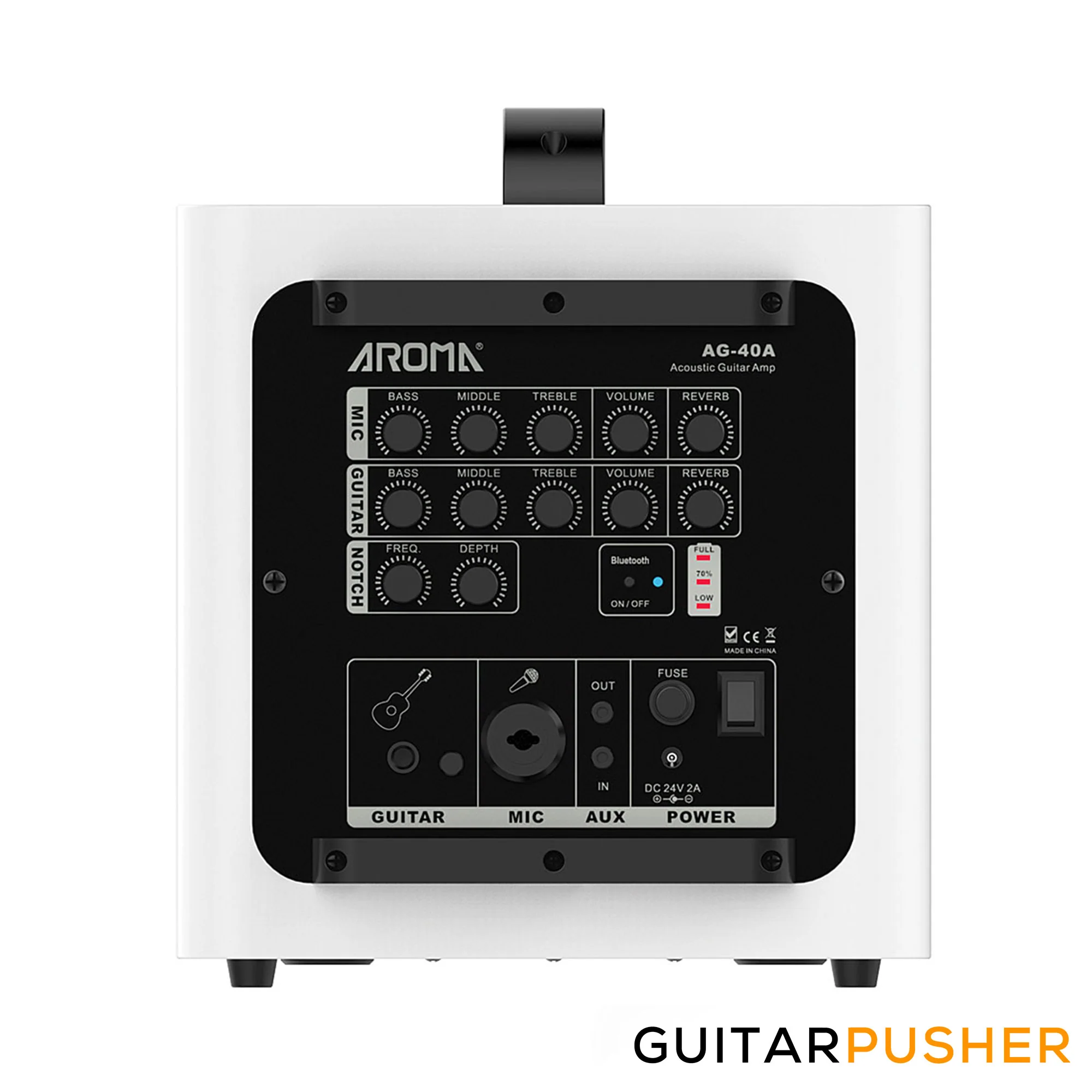 Aroma AG-40A 40W Portable Acoustic Guitar Amplifier/Micro PA or Monitor with Built-in Rechargeable Battery and Bluetooth - Image 5