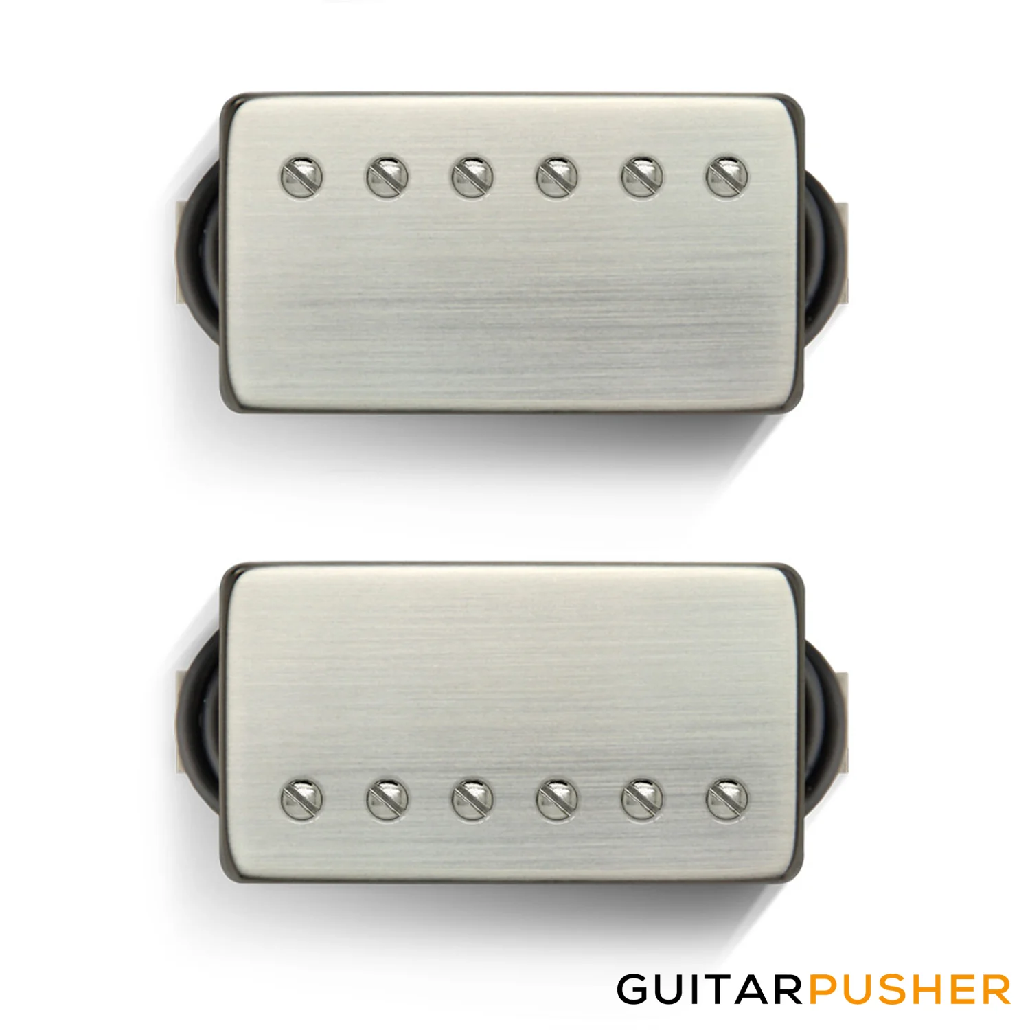 Bareknuckle Black Dog Calibrated Humbucker Pickup Set, Brushed Nickel Covers w/ Nickel Screw Pole Pieces, 4-Con