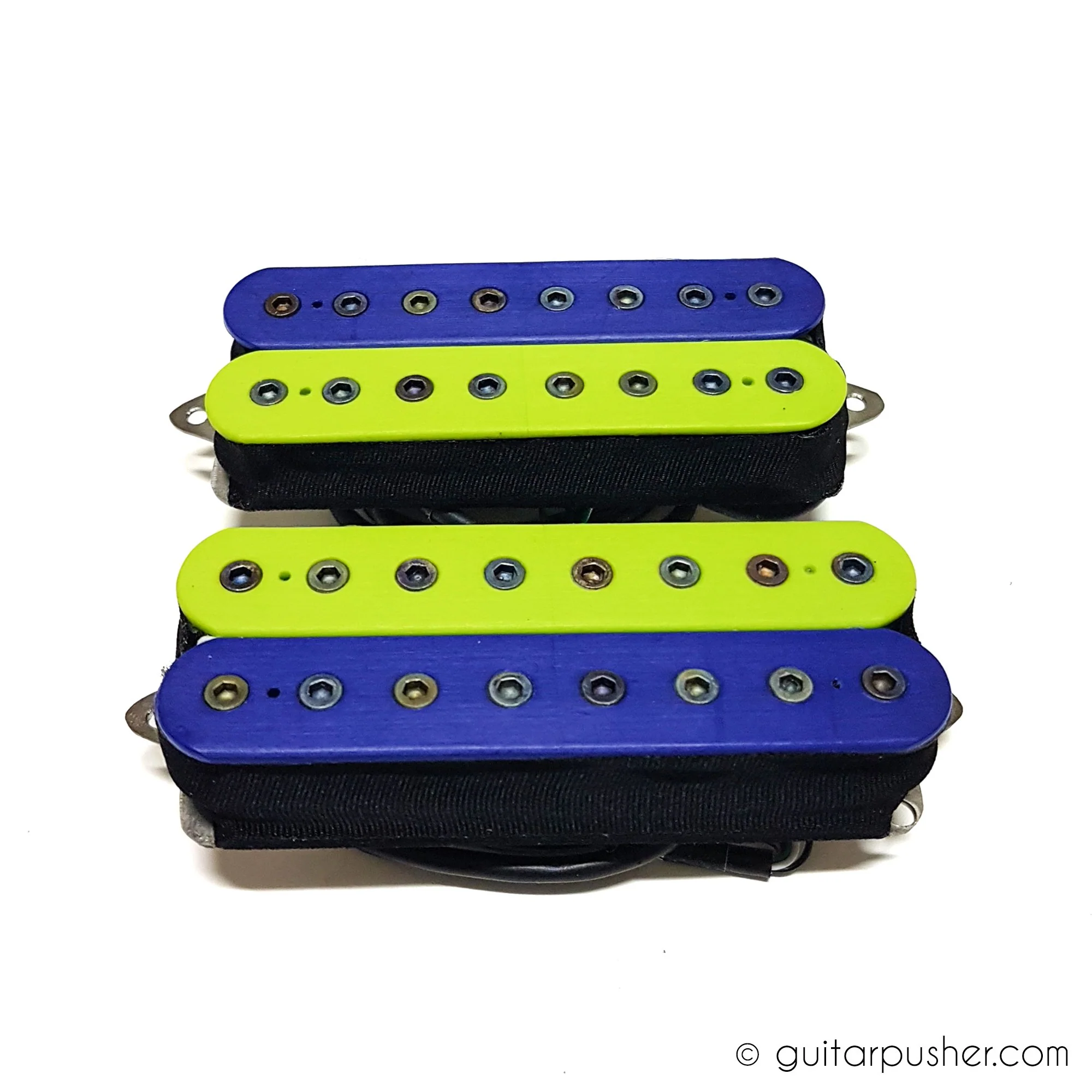 Bareknuckle Juggernaut 8-String Humbucker Pickup Set - Open coil Blue/Lime tri-tab legs for Ibanez