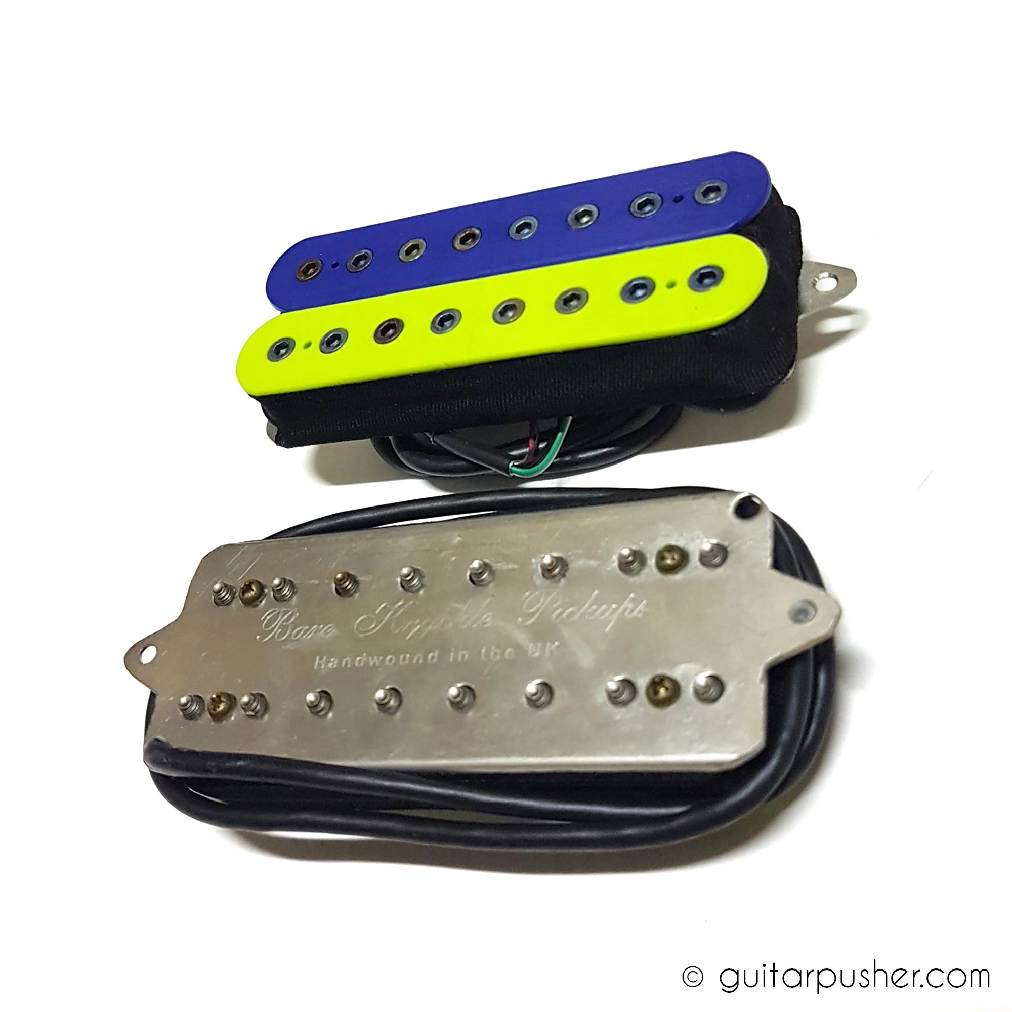 Bareknuckle Juggernaut 8-String Humbucker Pickup Set - Open coil Blue/Lime tri-tab legs for Ibanez - Image 3
