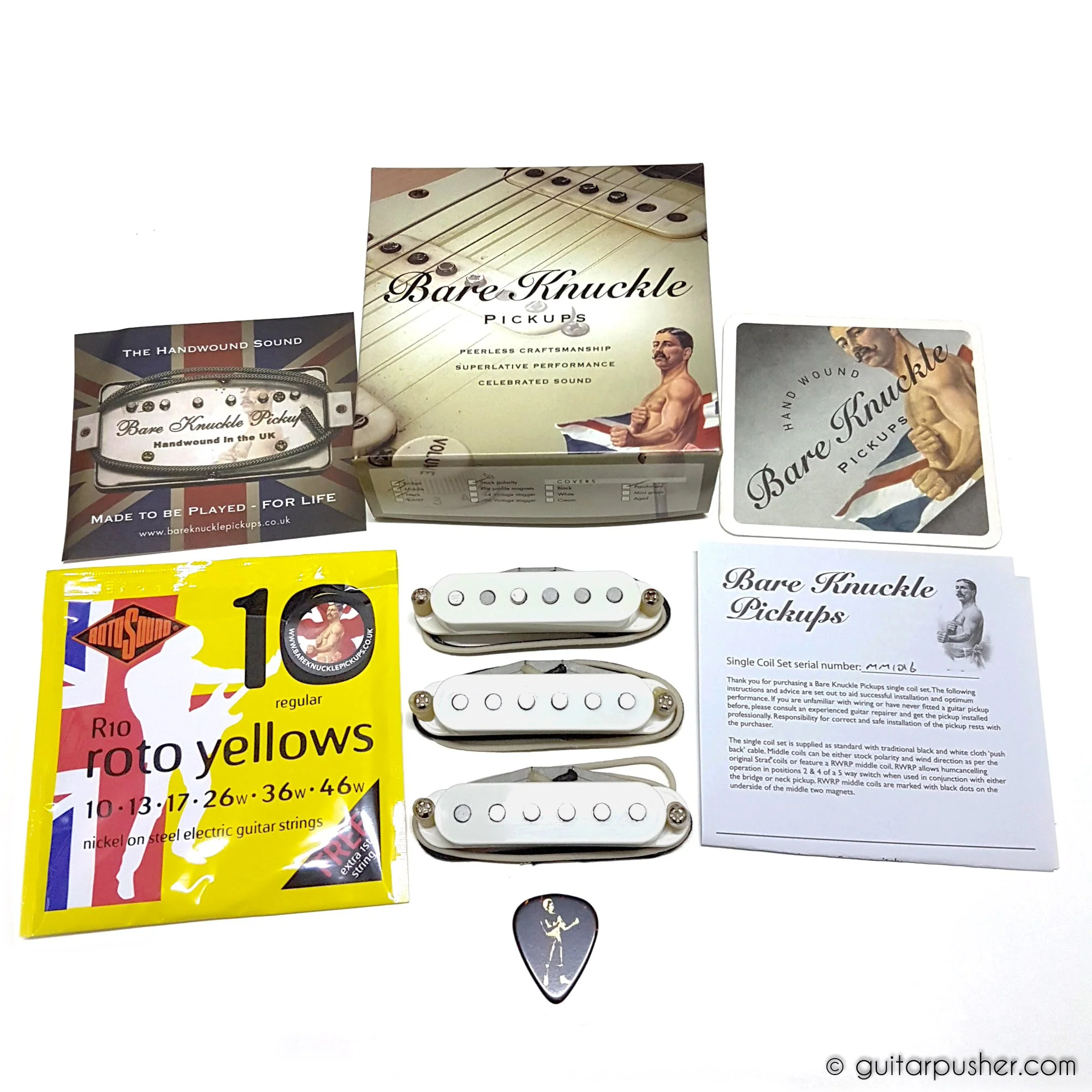 Bareknuckle Mother's Milk Stratocaster Pickup Set RWRP Zinc Base - Parchment White - Image 4