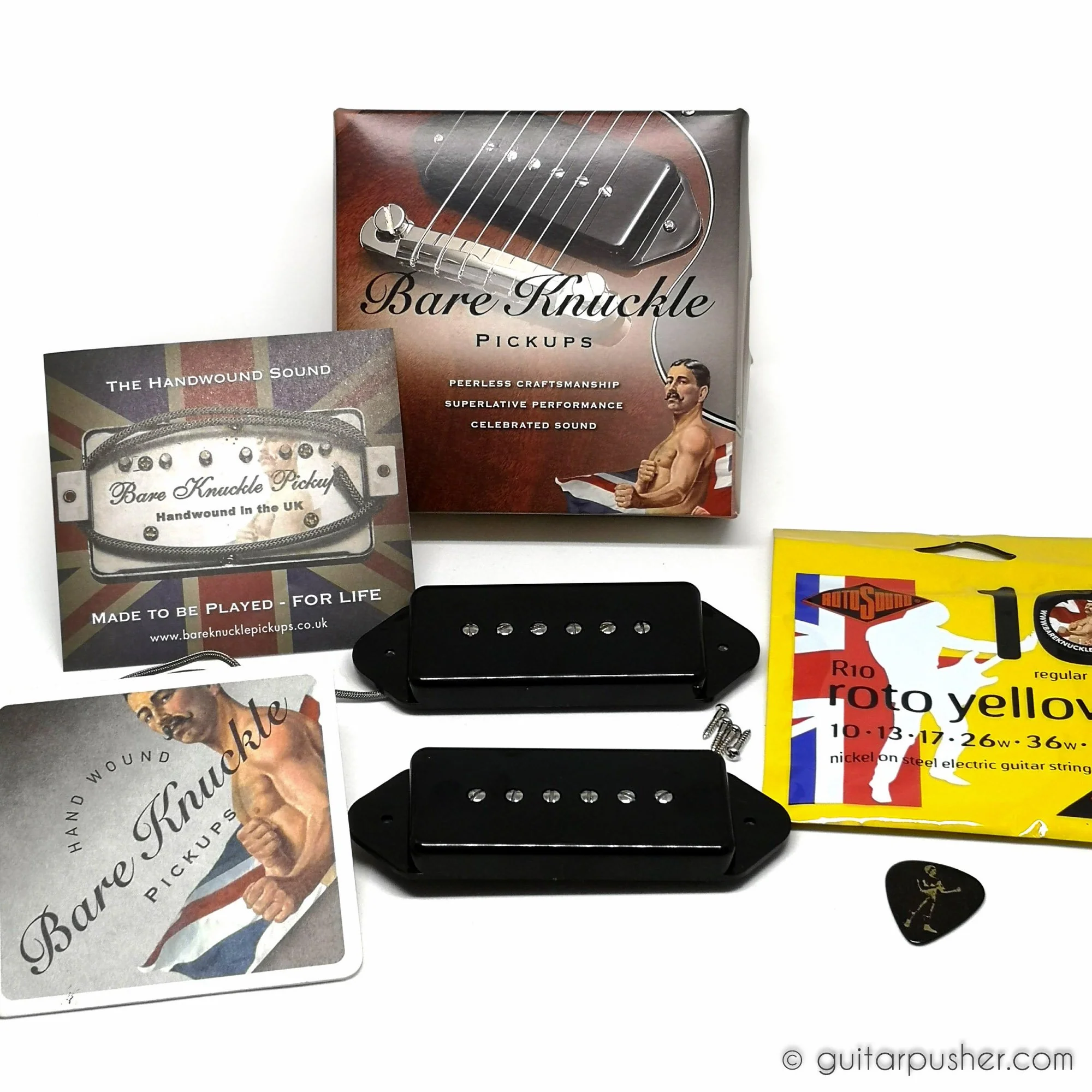 Bareknuckle Nantucket P90 Pickup Set - Black Dogear Covers - Image 3