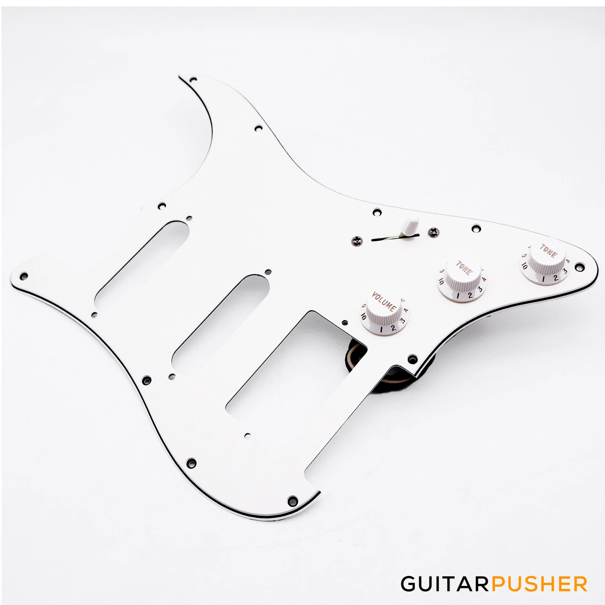 Bareknuckle Pre-wired Parchment White Standard 3 ply 11-hole pickguard HSS + Electronics, Parchment White Parts - Image 3