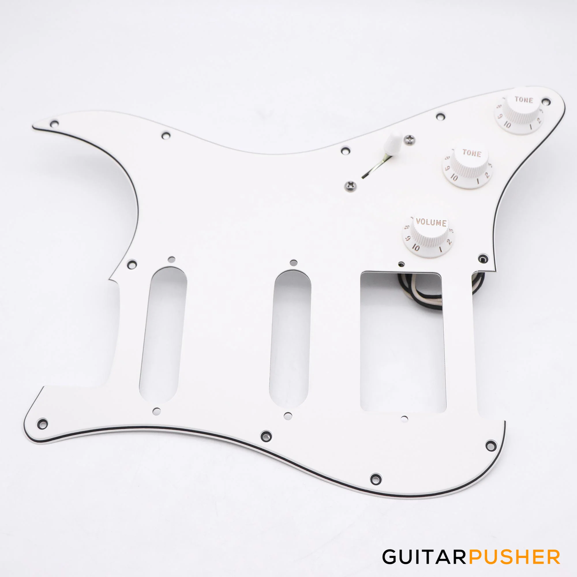 Bareknuckle Pre-wired Parchment White Standard 3 ply 11-hole pickguard HSS + Electronics, Parchment White Parts - Image 4