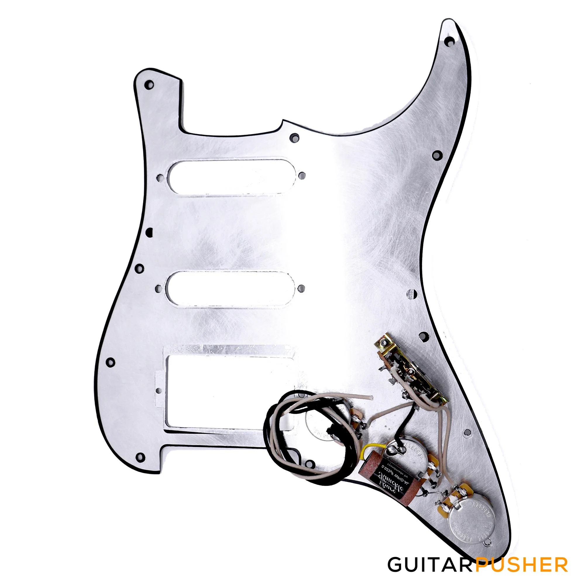 Bareknuckle Pre-wired White Pearloid Standard 3 ply 11-hole pickguard HSS + Electronics, White Parts - Image 2