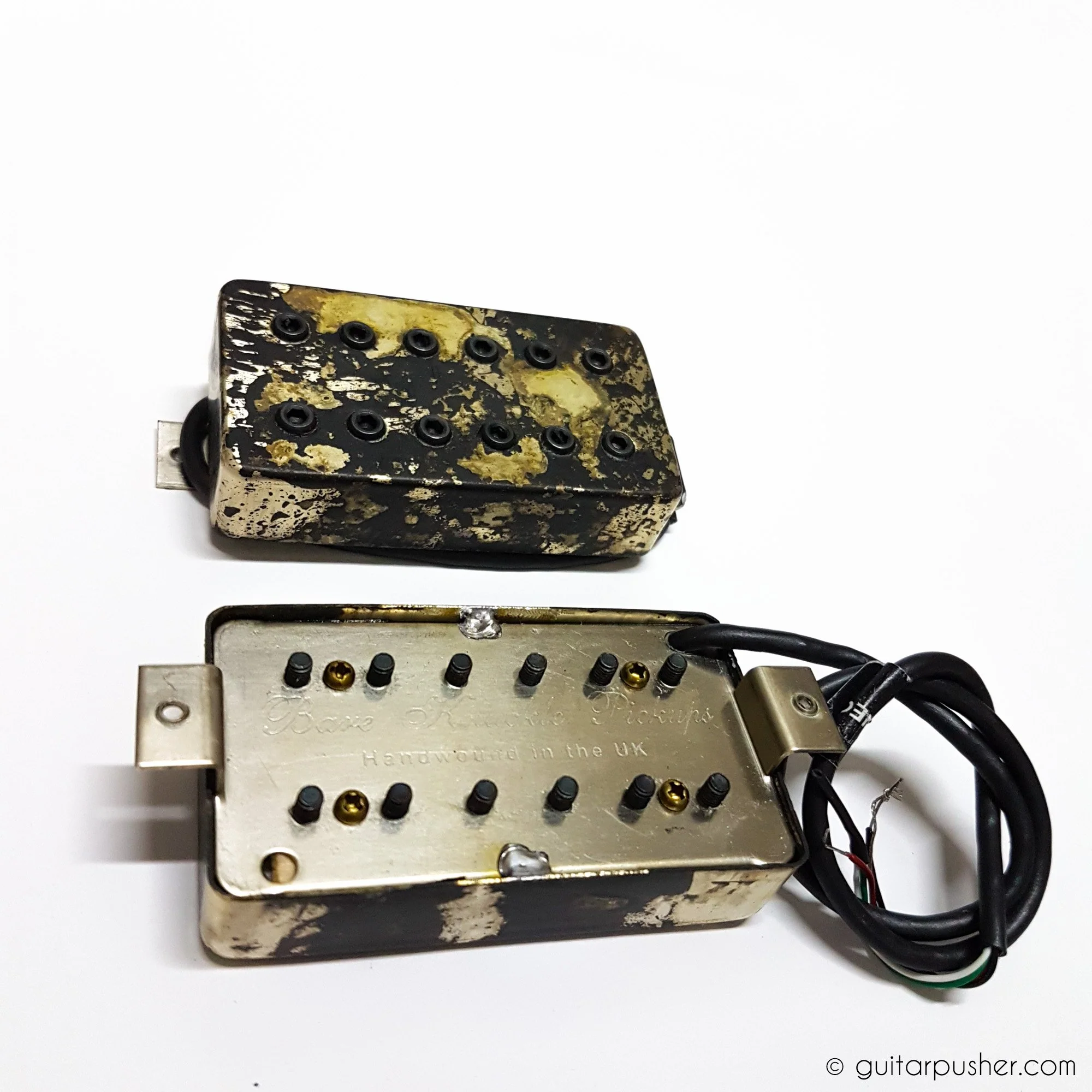 Bareknuckle Warpig Humbucker Pickup Set Alnico - Camo Covers Black Bolts - Image 3