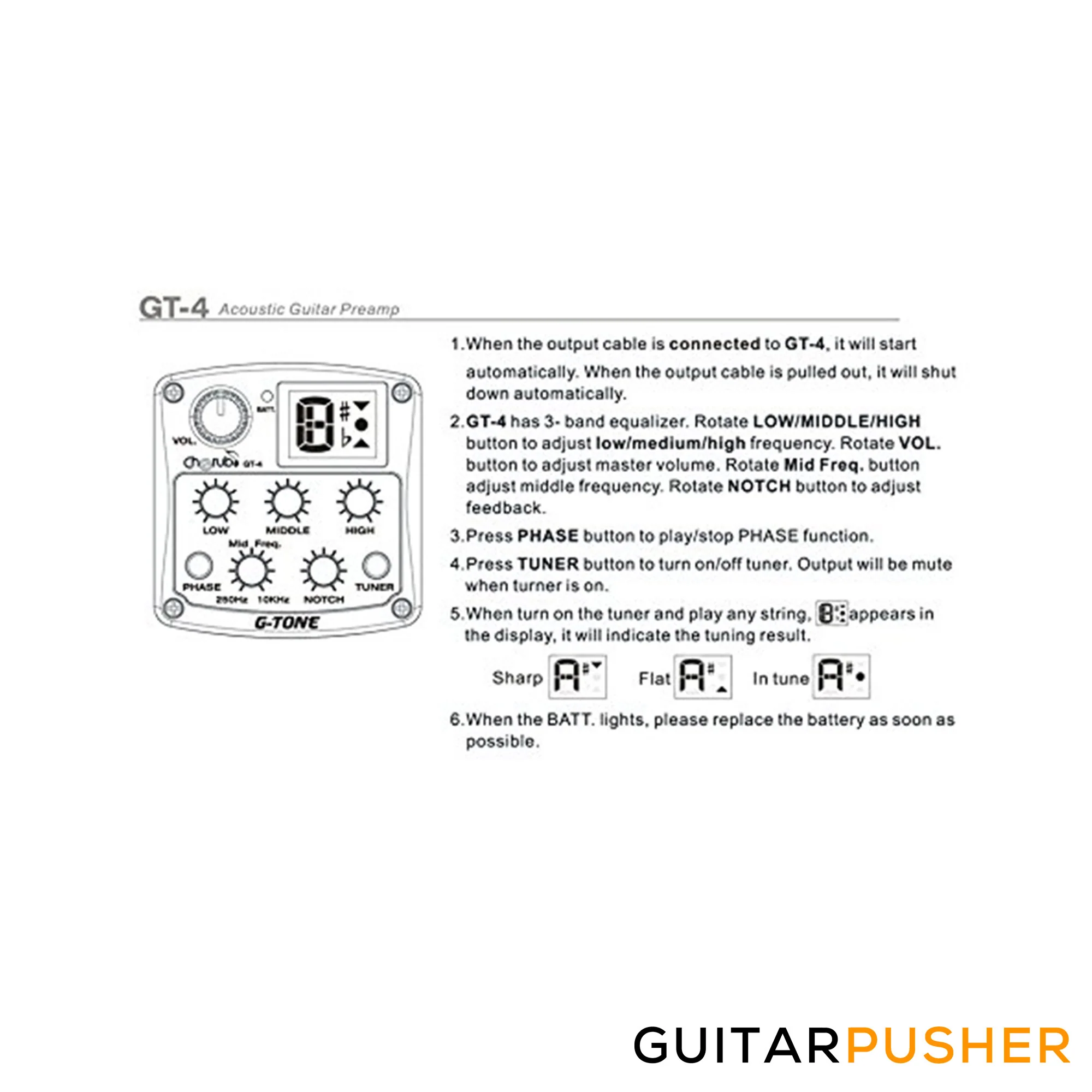 Cherub G-Tone GT-4 Acoustic Guitar Pickup - Image 3