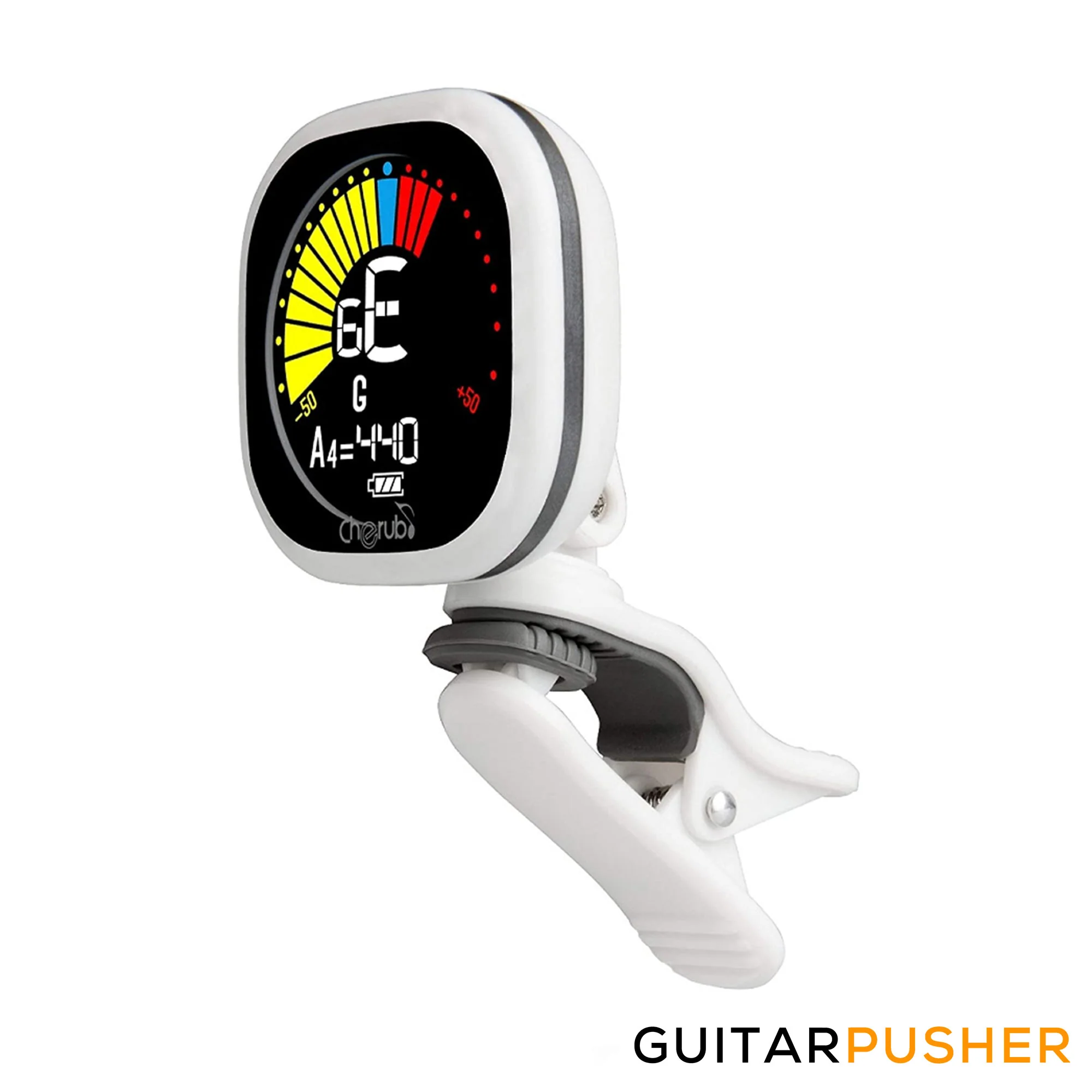 Cherub WST-675 Rechargeable Chromatic Guitar Tuner w/ High Contrast Colorful Display - White - Image 2