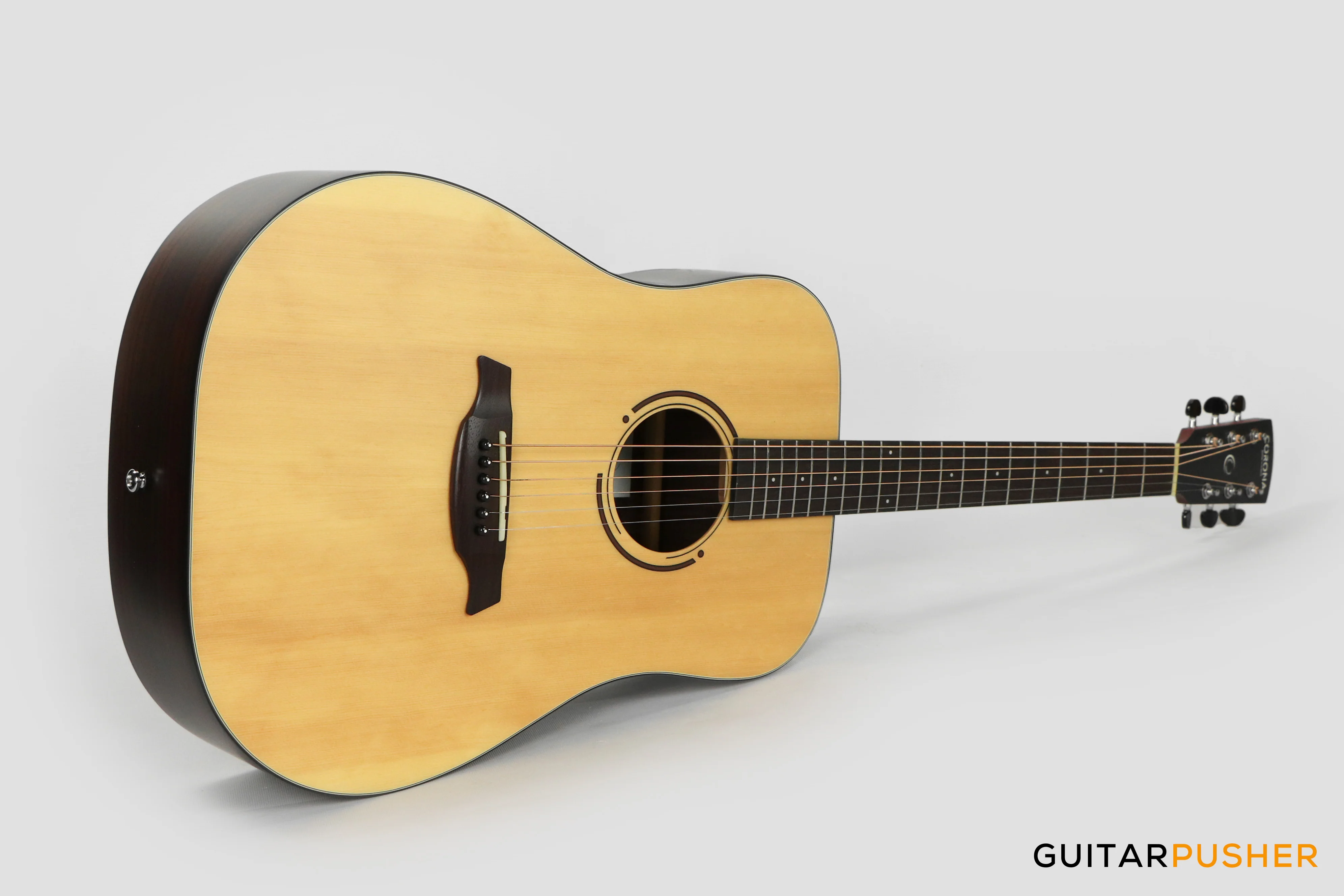 Corona Guitars CD-1000 Solid Sitka Spruce Top Indian Rosewood Dreadnought Acoustic Guitar w/ Gig Bag - Natural - Image 11