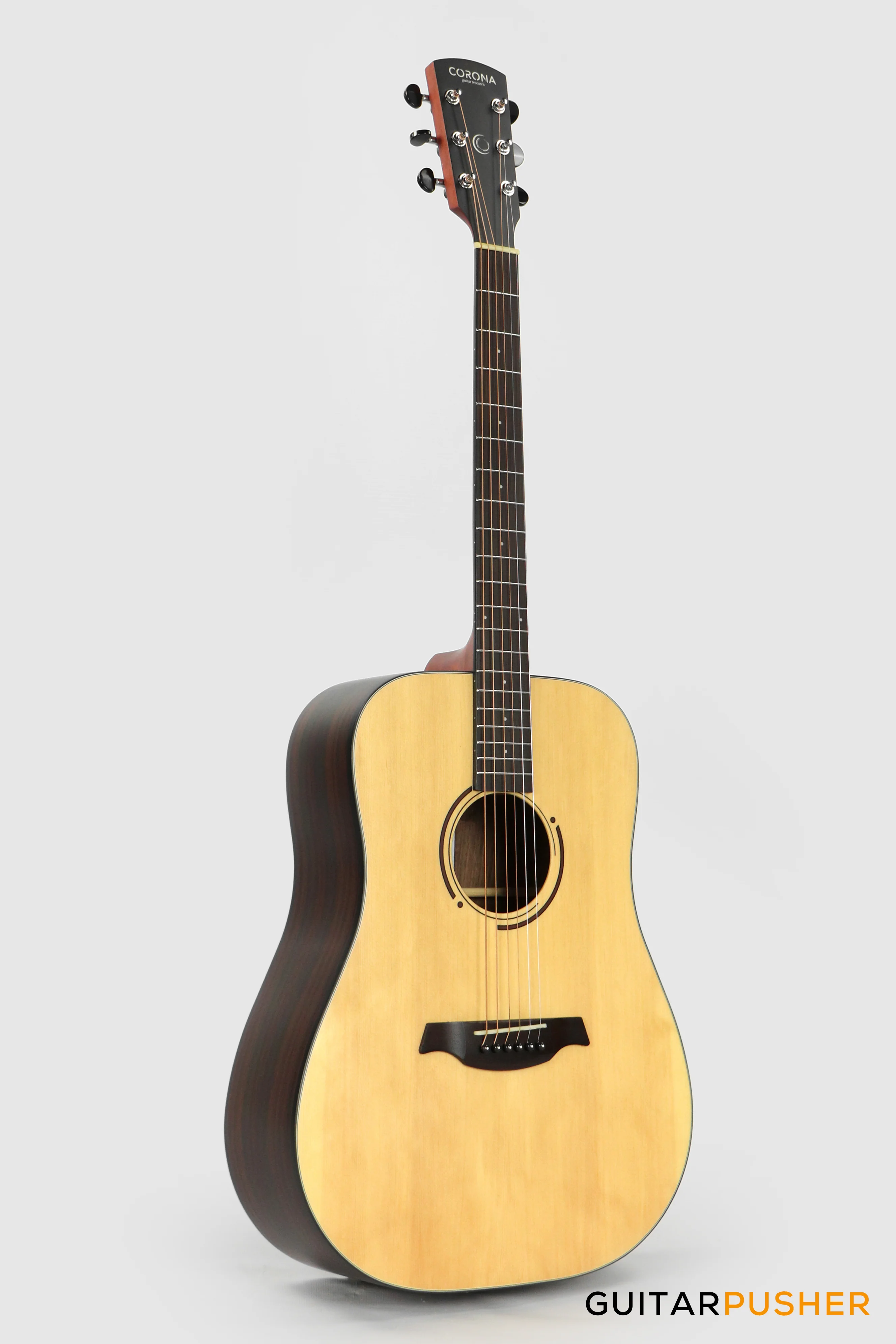 Corona Guitars CD-1000 Solid Sitka Spruce Top Indian Rosewood Dreadnought Acoustic Guitar w/ Gig Bag - Natural - Image 3