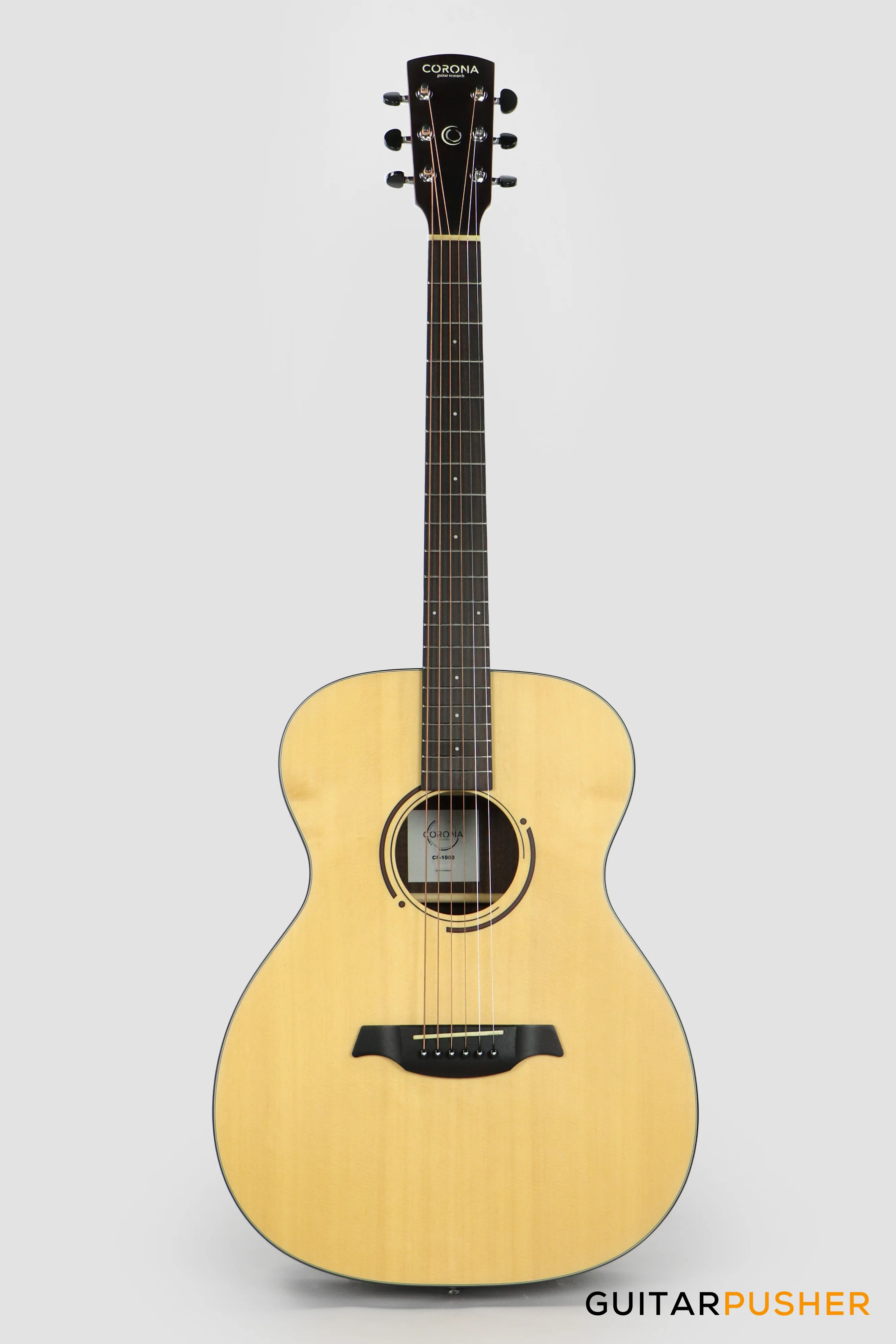 Corona Guitars CF-1000 Solid Sitka Spruce Top Indian Rosewood OM Acoustic Guitar w/ Gig Bag - Natural - Image 2