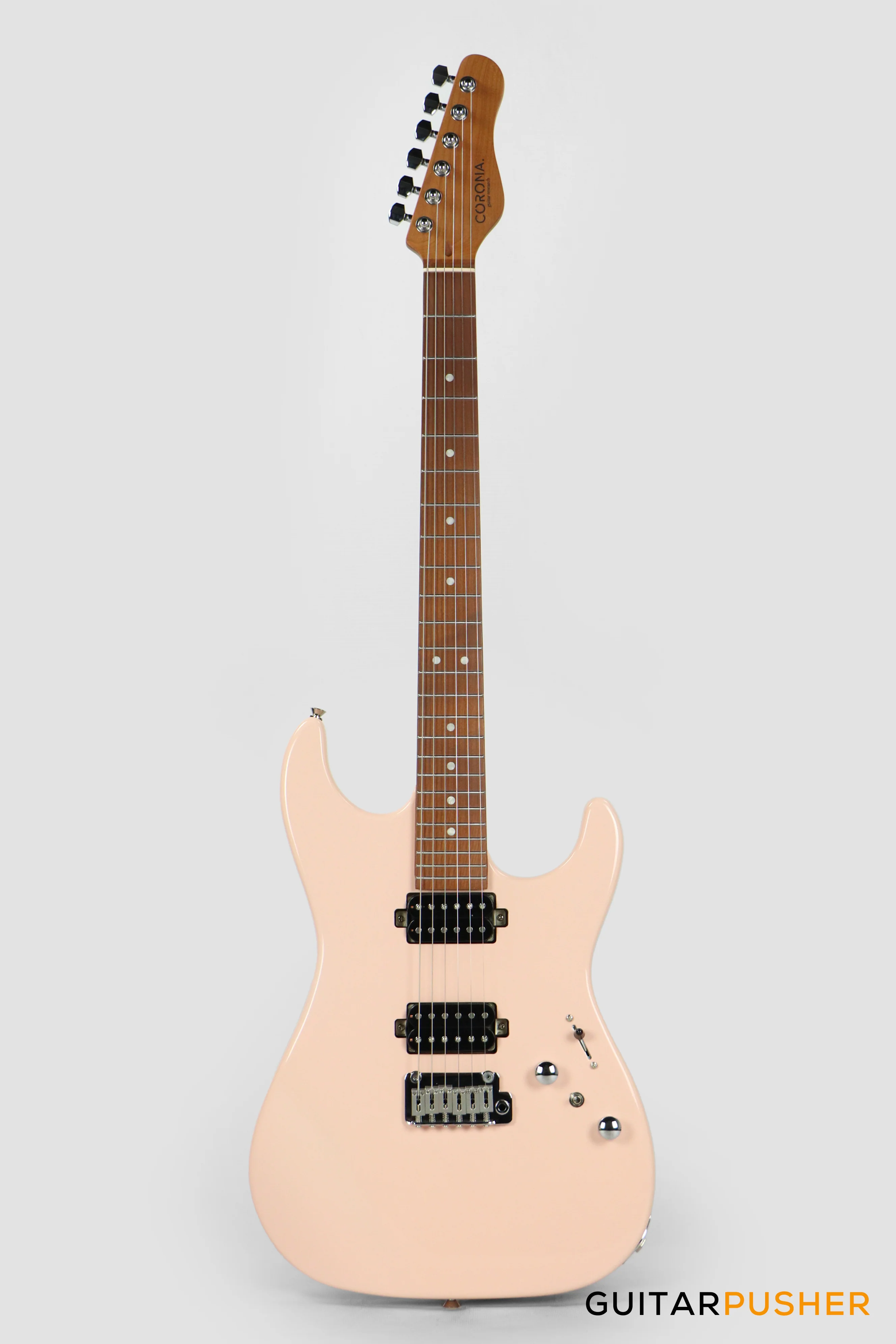 Corona Guitars Modern Plus (HH) S-Style Electric Guitar w/ Gig Bag - Shell Pink - Image 10