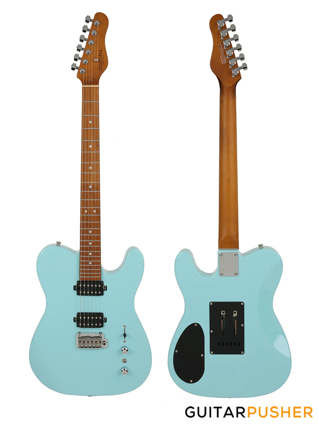Corona Guitars Modern Plus T (HH) T-Style Electric Guitar w/ Gig Bag - Daphne Blue - Image 2