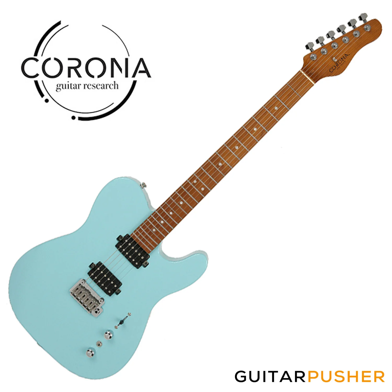Corona Guitars Modern Plus T (HH) T-Style Electric Guitar w/ Gig Bag - Daphne Blue - Image 3