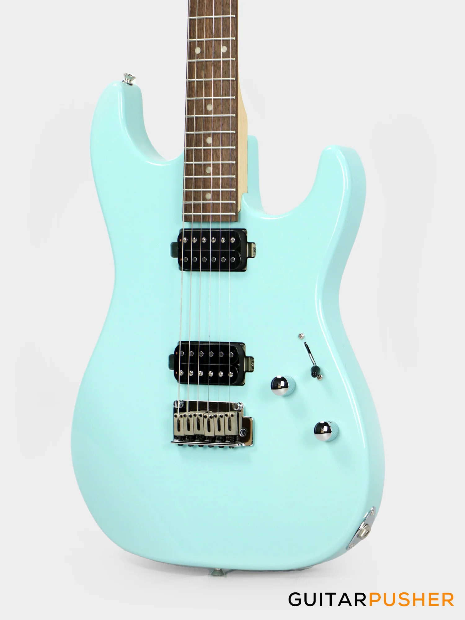 Corona Guitars Modern Standard (HH) S-Style Electric Guitar w/ Indian Laurel Fingerboard & Gig Bag - Daphne Blue - Image 6