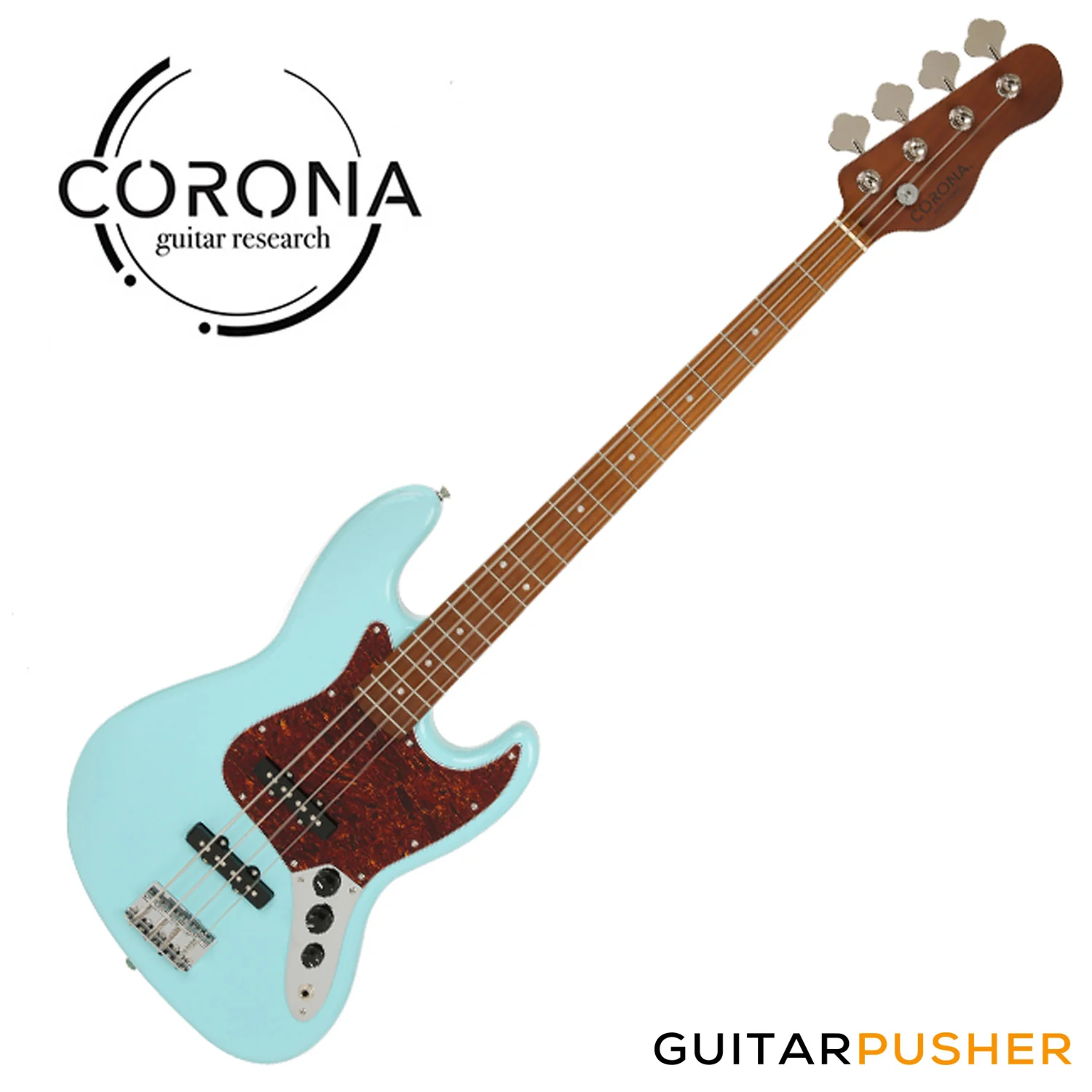 Corona Guitars Standard Plus J JB-Style 4-String Bass w/ Gig Bag - Daphne Blue - Image 3