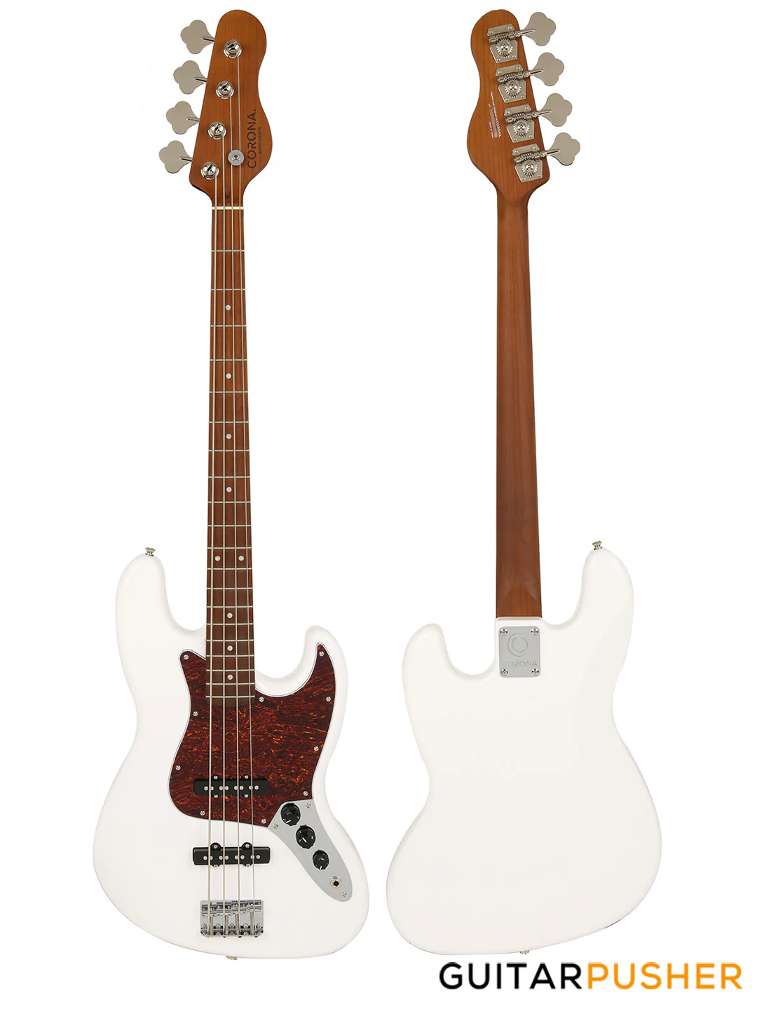 Corona Guitars Standard Plus J JB-Style 4-String Bass w/ Gig Bag - Olympic White - Image 2