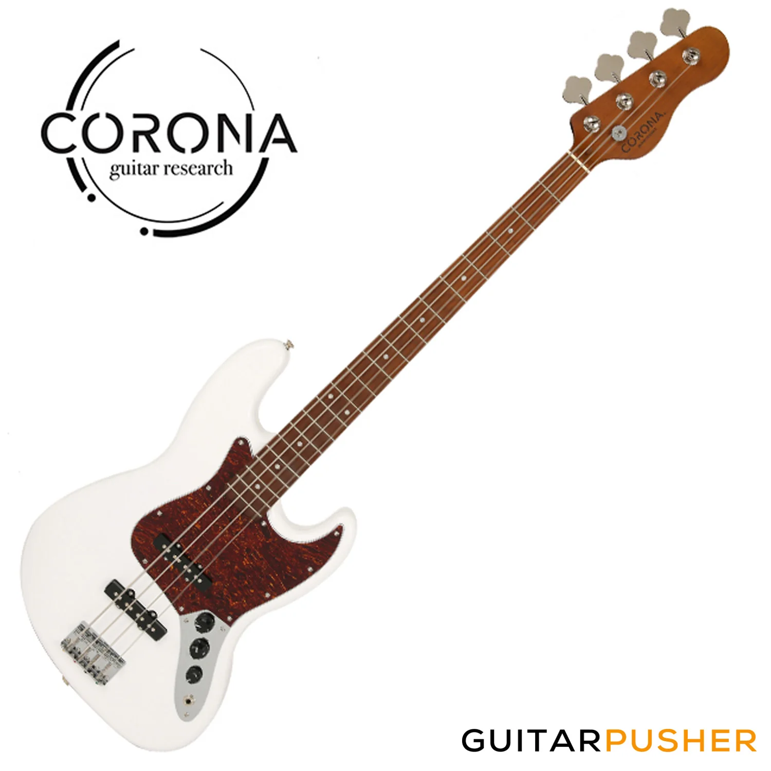 Corona Guitars Standard Plus J JB-Style 4-String Bass w/ Gig Bag - Olympic White - Image 3