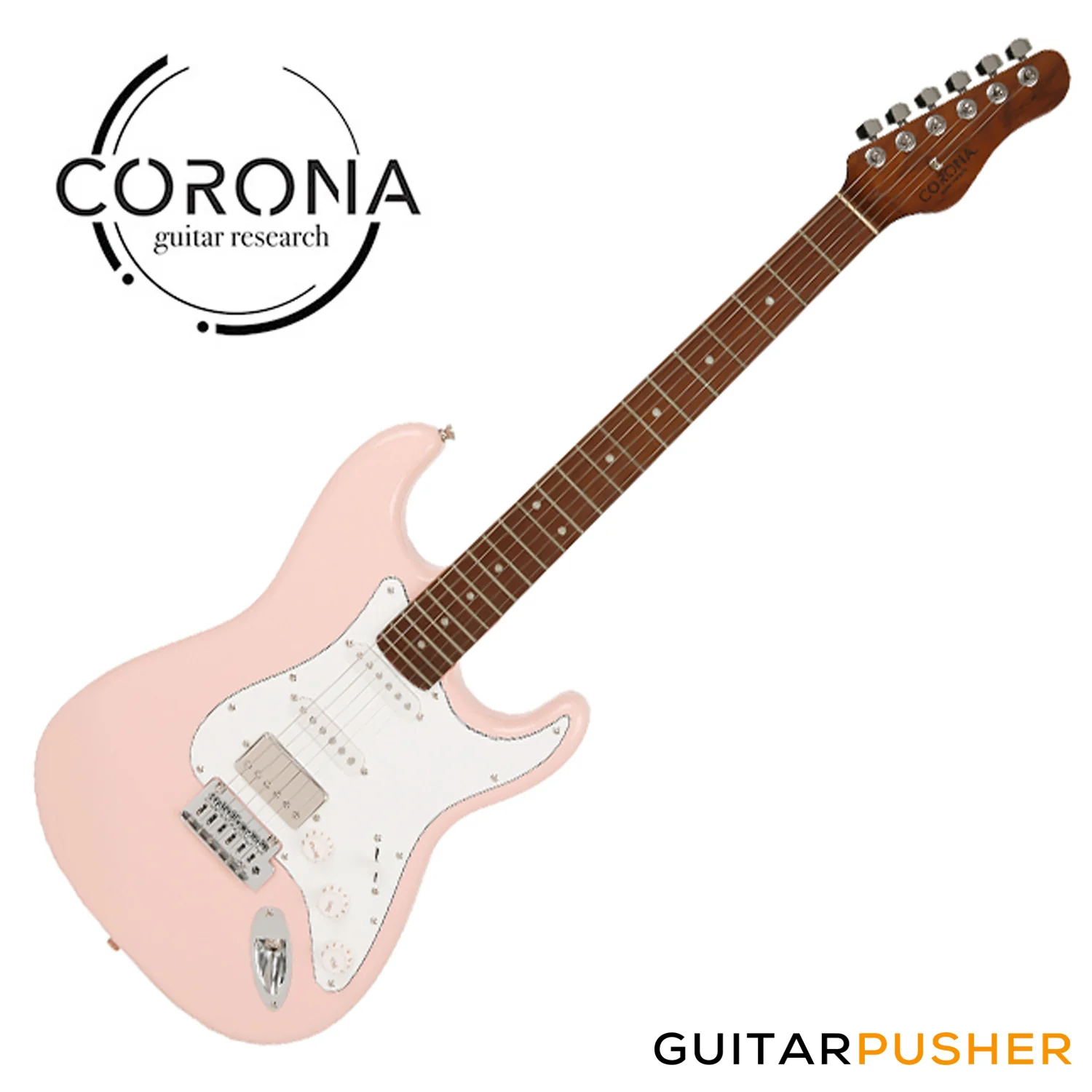 Corona Guitars Standard Plus ST (HSS) S-Style Electric Guitar w/ Gig Bag - Shell Pink - Image 3