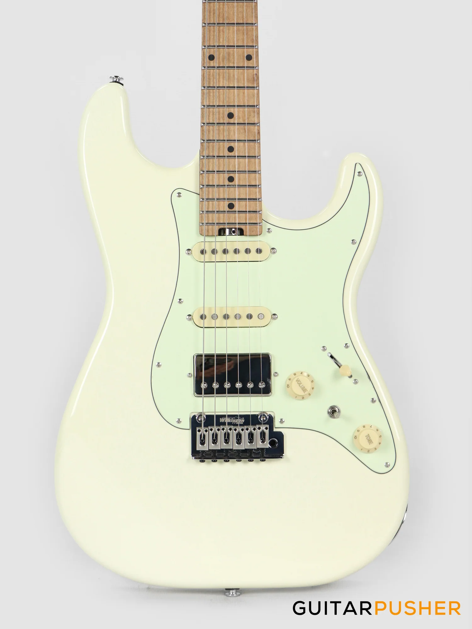 Crafter Guitars Charlotte S VVS MP MW, S-Style HSS Electric Guitar, Roasted Maple Neck/Roasted Maple Fingerboard, w/ Gig Bag - Malty White