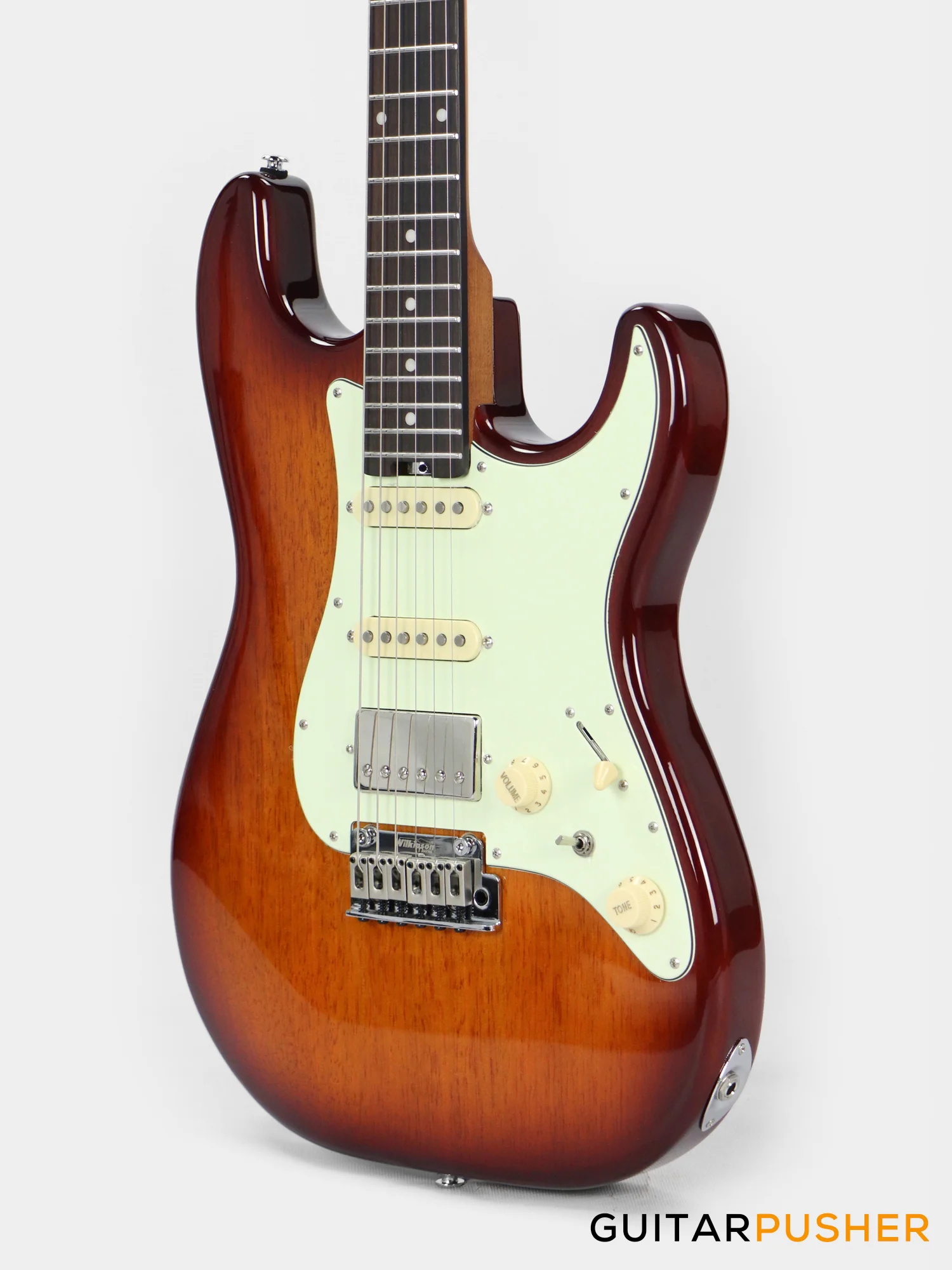 Crafter Guitars Charlotte S VVS RS TS, S-Style HSS Electric Guitar, Roasted Maple Neck/Rosewood Fingerboard, w/ Gig Bag - Tobacco Sunburst - Image 9