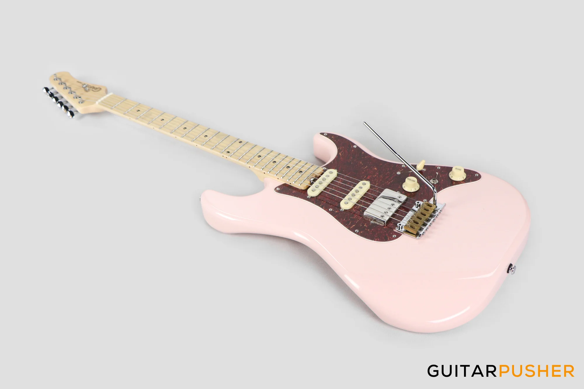 Crafter Guitars Crema S MP SP, S-Style HSS Electric Guitar, Maple Neck/Maple Fingerboard, w/ Gig Bag - Seoul Pink - Image 10