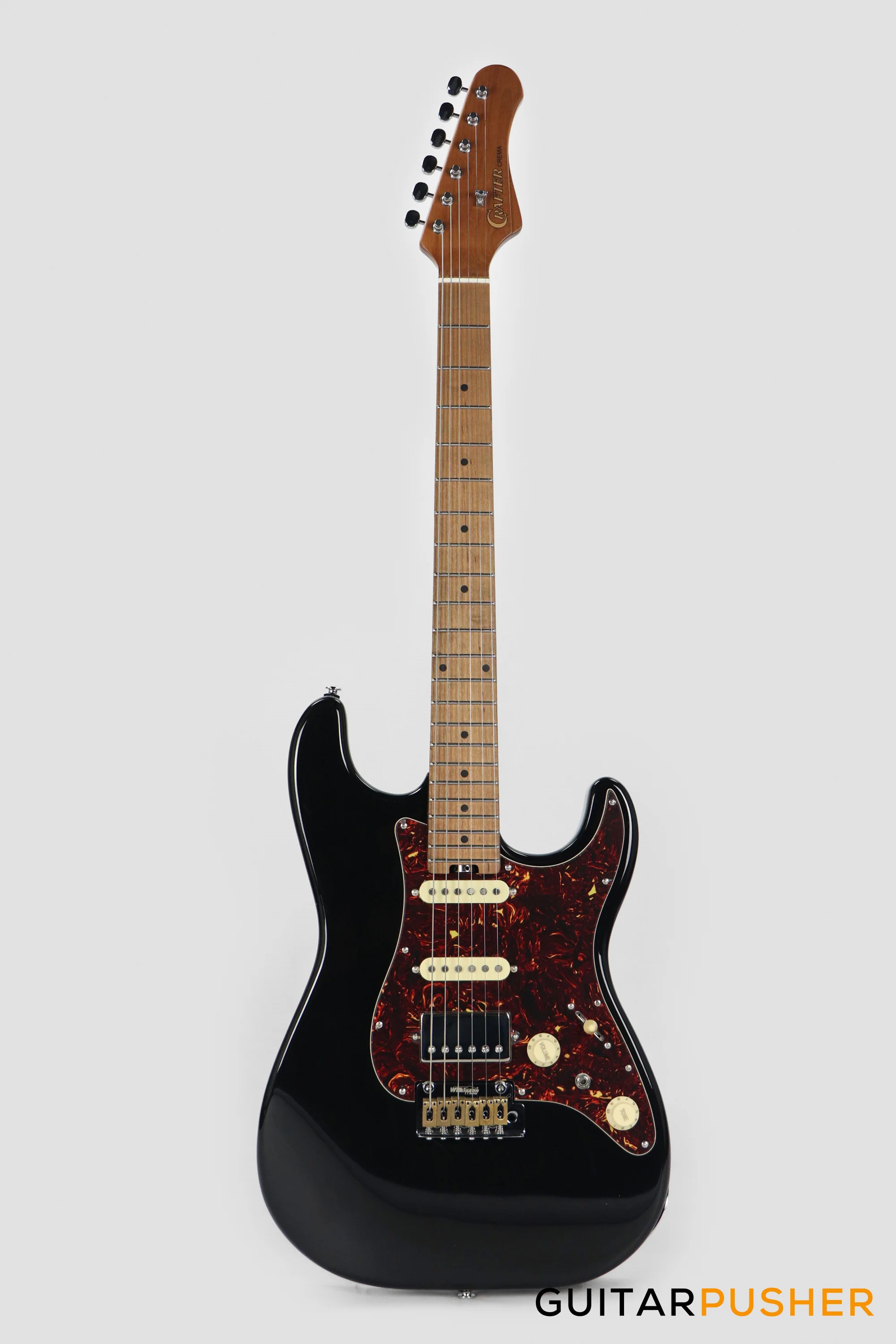 Crafter Guitars Crema S VVS MP CB, S-Style HSS Electric Guitar, Roasted Maple Neck/Roasted Maple Fingerboard, w/ Gig Bag - Cosmic Black - Image 2
