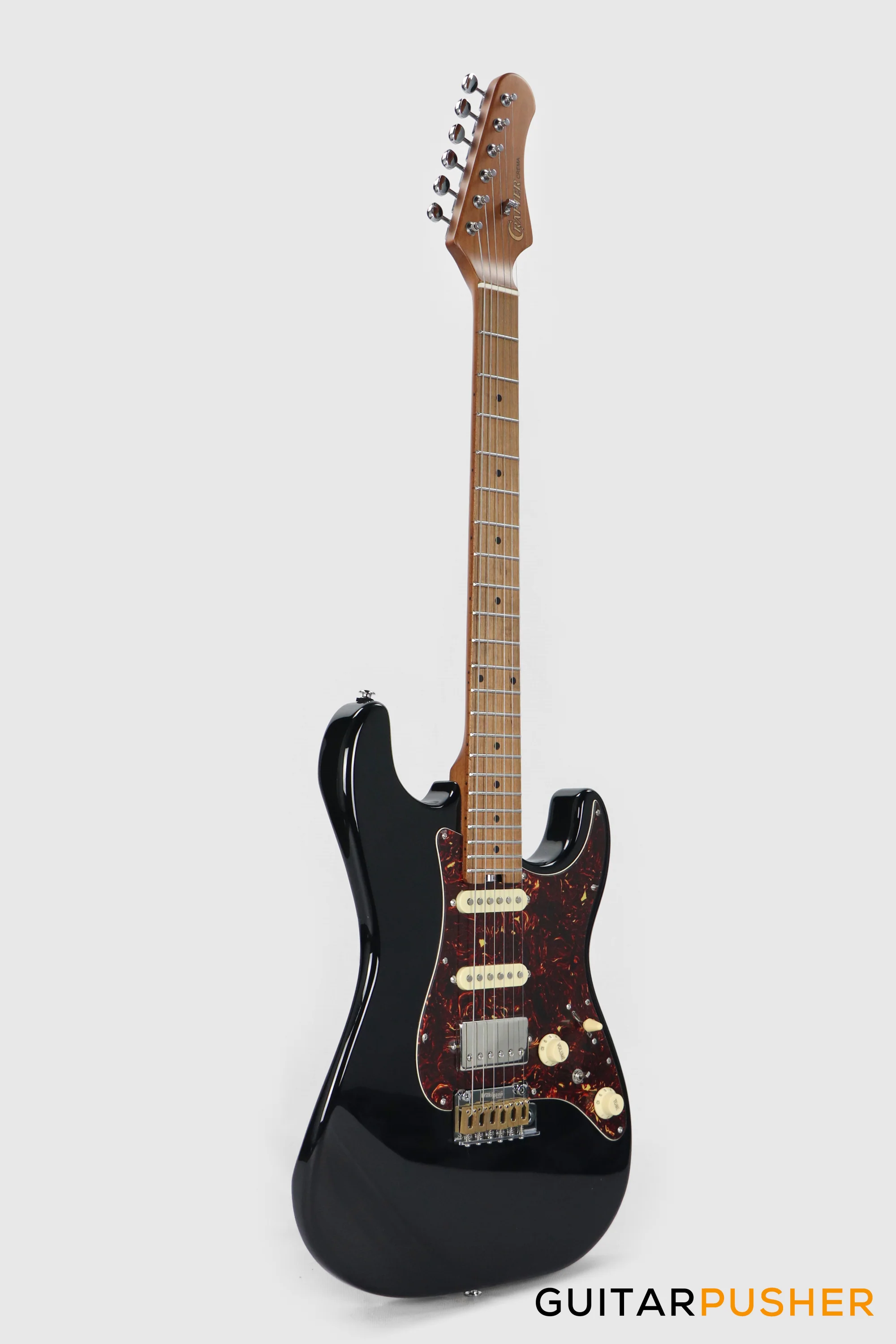Crafter Guitars Crema S VVS MP CB, S-Style HSS Electric Guitar, Roasted Maple Neck/Roasted Maple Fingerboard, w/ Gig Bag - Cosmic Black - Image 3