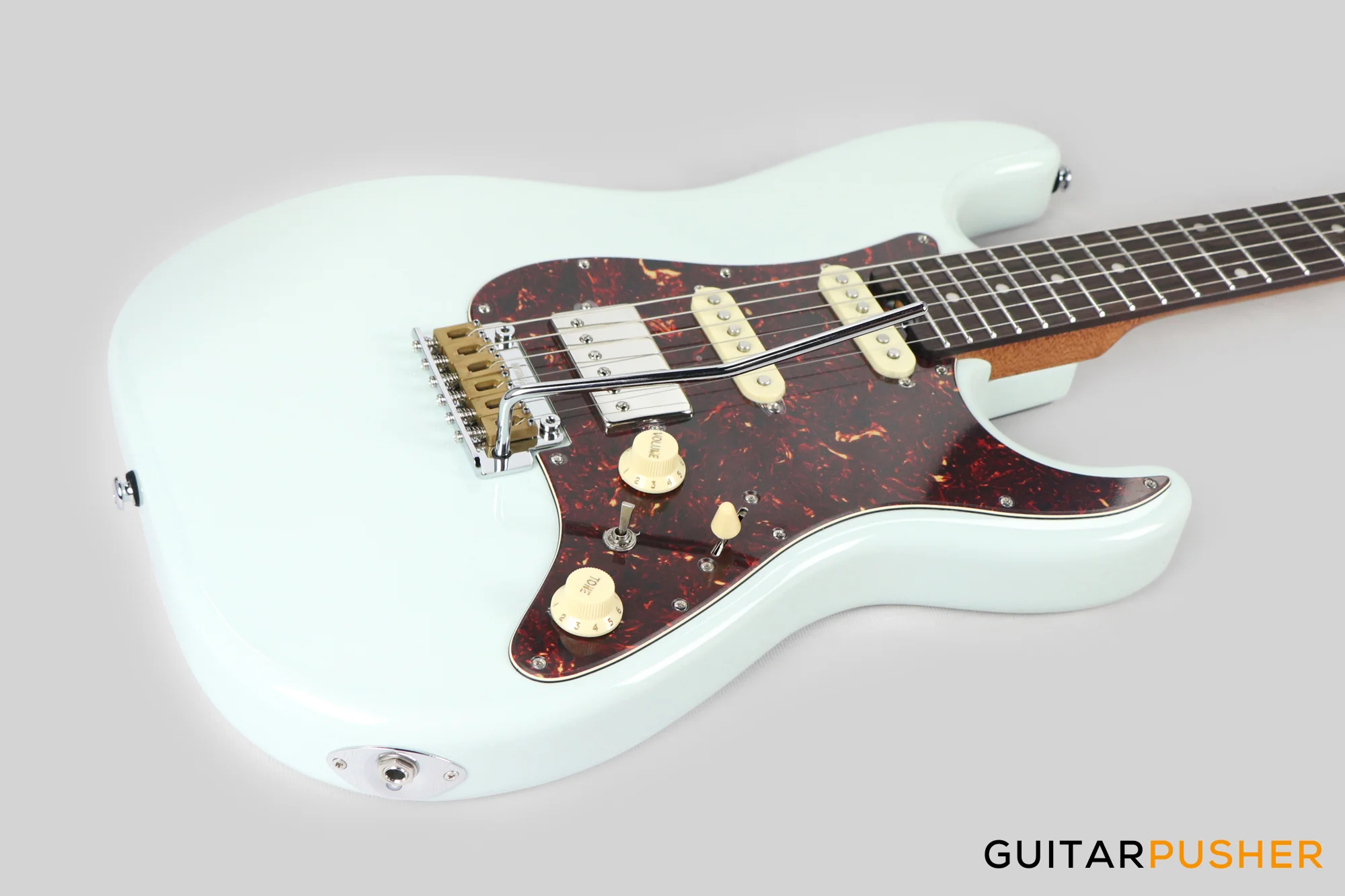Crafter Guitars Crema S VVS RS DB, S-Style HSS Electric Guitar, Roasted Maple Neck/Rosewood Fingerboard, w/ Gig Bag - Day Blue - Image 10