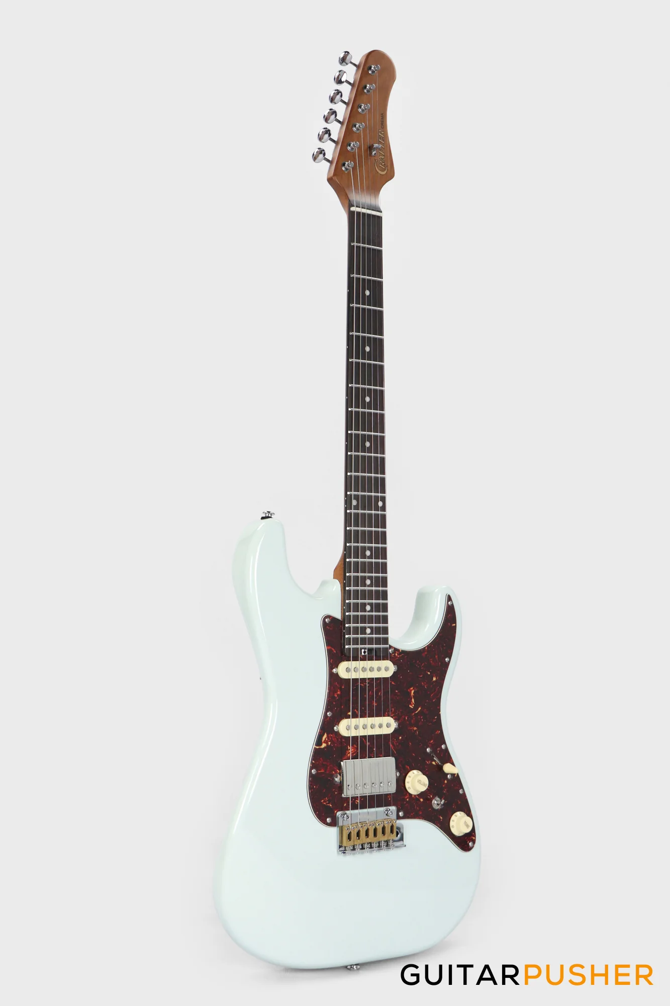 Crafter Guitars Crema S VVS RS DB, S-Style HSS Electric Guitar, Roasted Maple Neck/Rosewood Fingerboard, w/ Gig Bag - Day Blue - Image 3