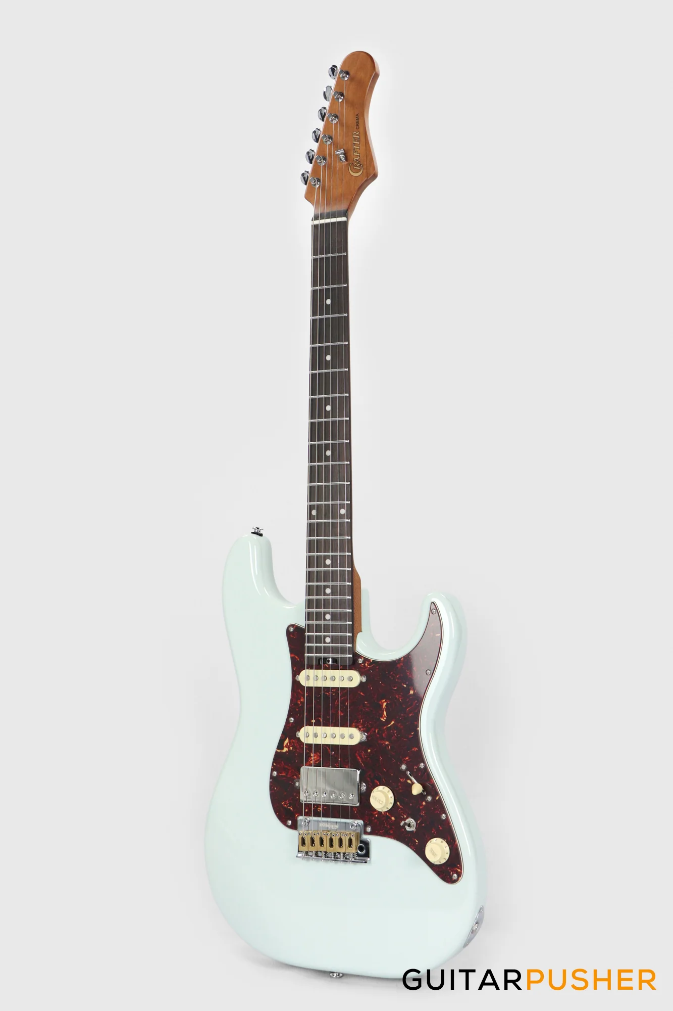 Crafter Guitars Crema S VVS RS DB, S-Style HSS Electric Guitar, Roasted Maple Neck/Rosewood Fingerboard, w/ Gig Bag - Day Blue - Image 4