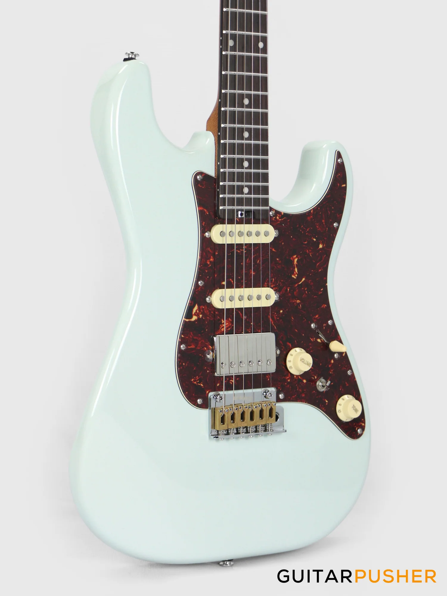 Crafter Guitars Crema S VVS RS DB, S-Style HSS Electric Guitar, Roasted Maple Neck/Rosewood Fingerboard, w/ Gig Bag - Day Blue - Image 5
