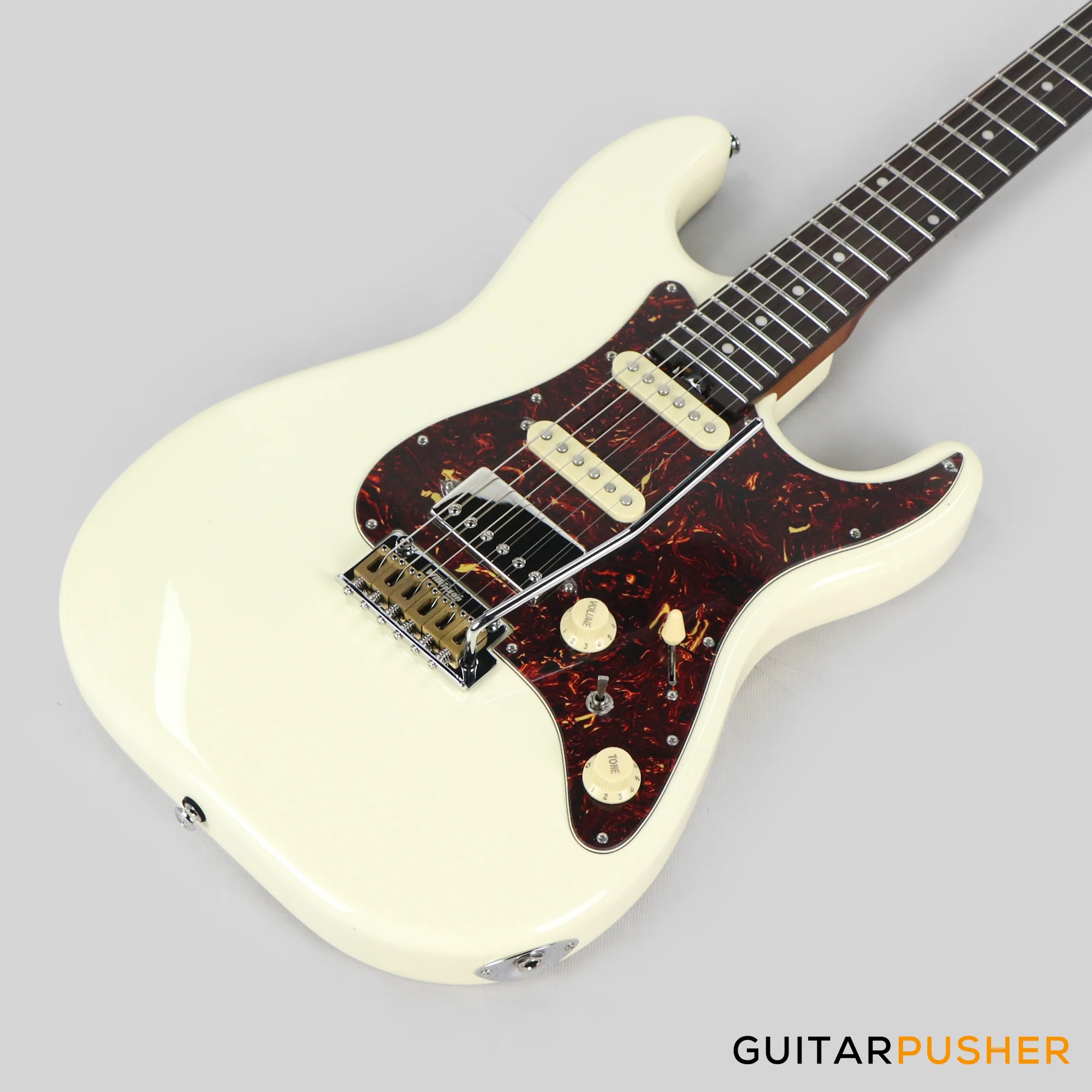Crafter Guitars Crema S VVS RS MW, S-Style HSS Electric Guitar, Roasted Maple Neck/Rosewood Fingerboard, w/ Gig Bag - Malty White - Image 11