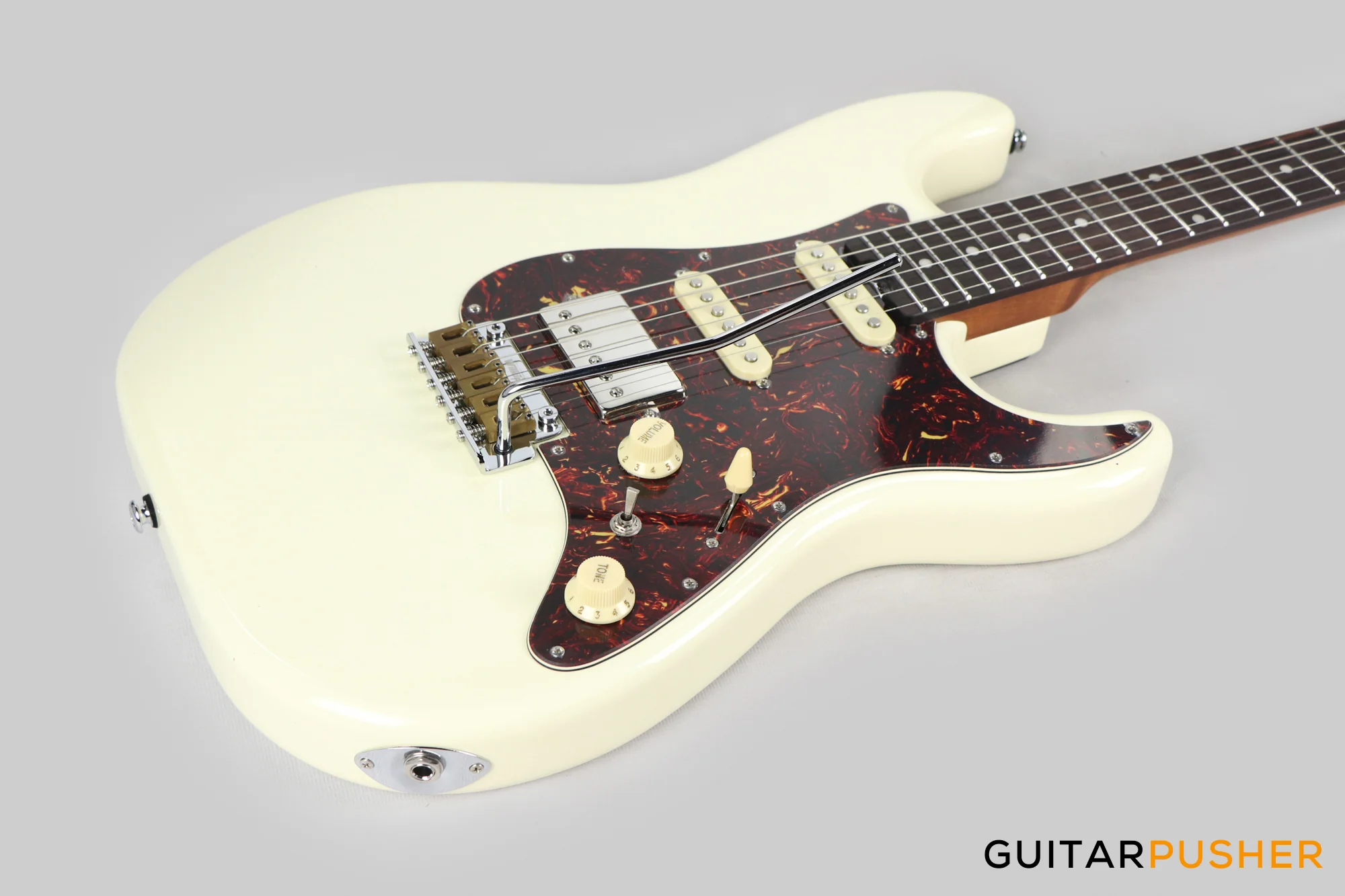 Crafter Guitars Crema S VVS RS MW, S-Style HSS Electric Guitar, Roasted Maple Neck/Rosewood Fingerboard, w/ Gig Bag - Malty White - Image 12