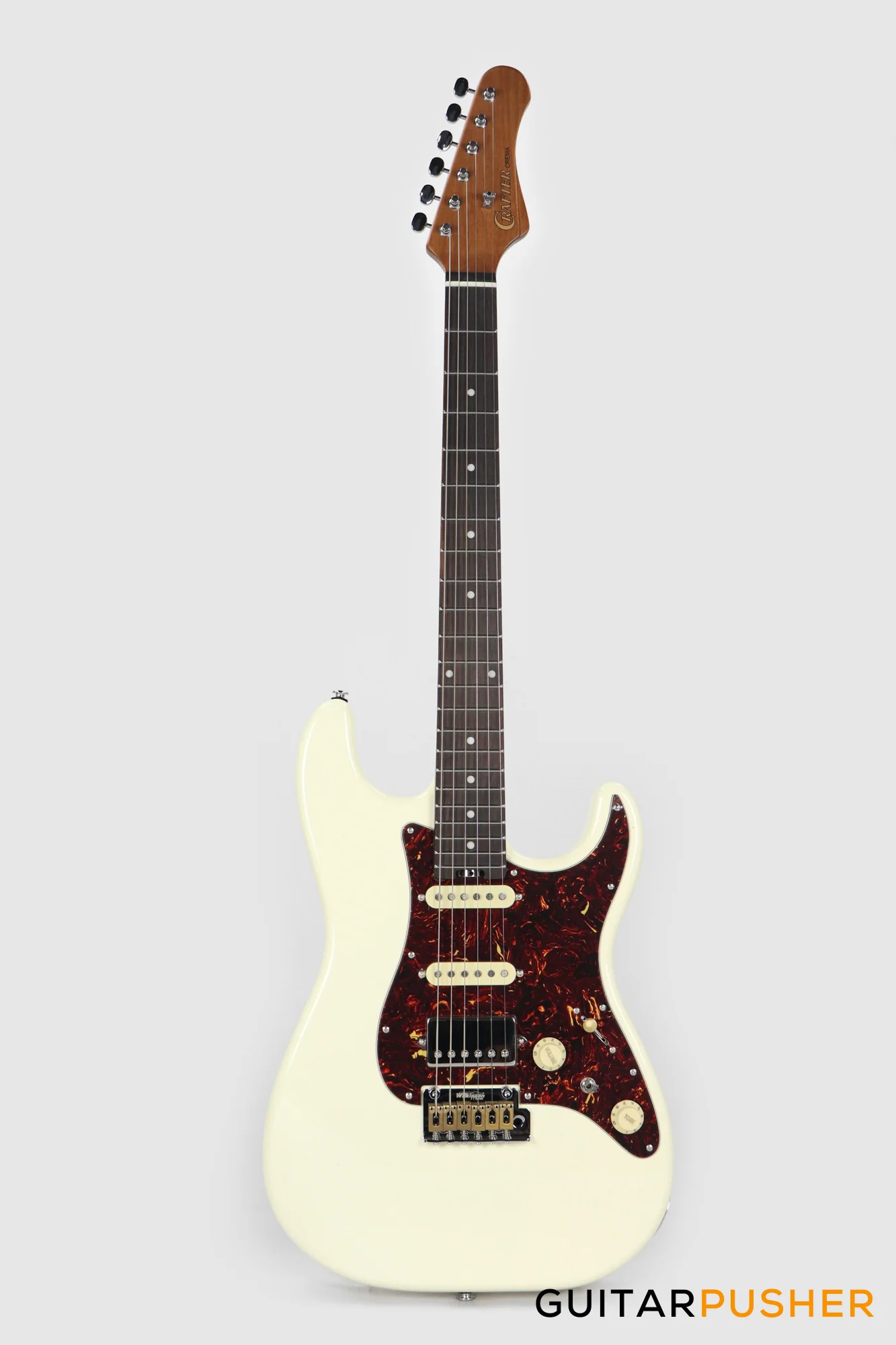 Crafter Guitars Crema S VVS RS MW, S-Style HSS Electric Guitar, Roasted Maple Neck/Rosewood Fingerboard, w/ Gig Bag - Malty White - Image 2