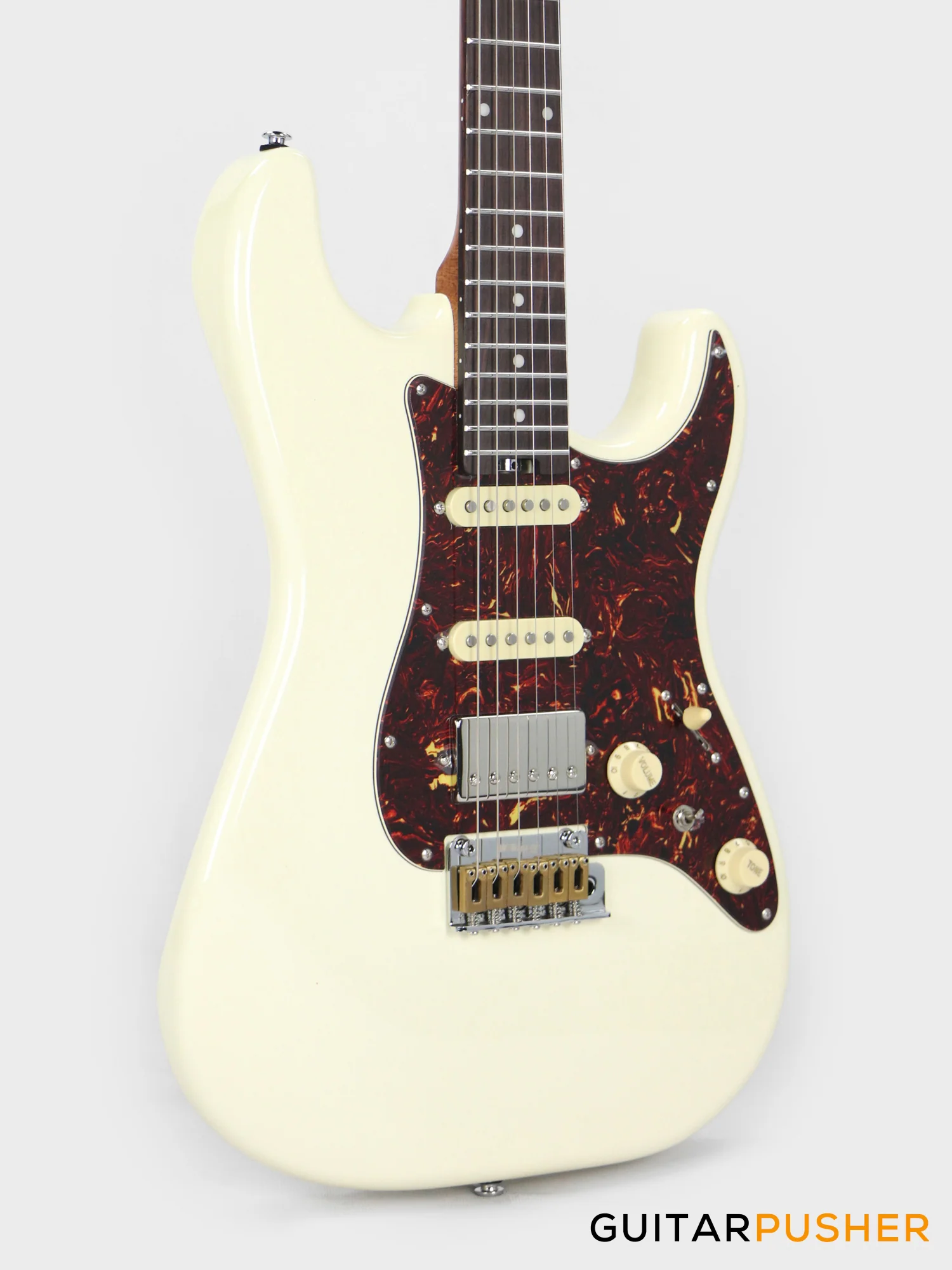 Crafter Guitars Crema S VVS RS MW, S-Style HSS Electric Guitar, Roasted Maple Neck/Rosewood Fingerboard, w/ Gig Bag - Malty White - Image 5
