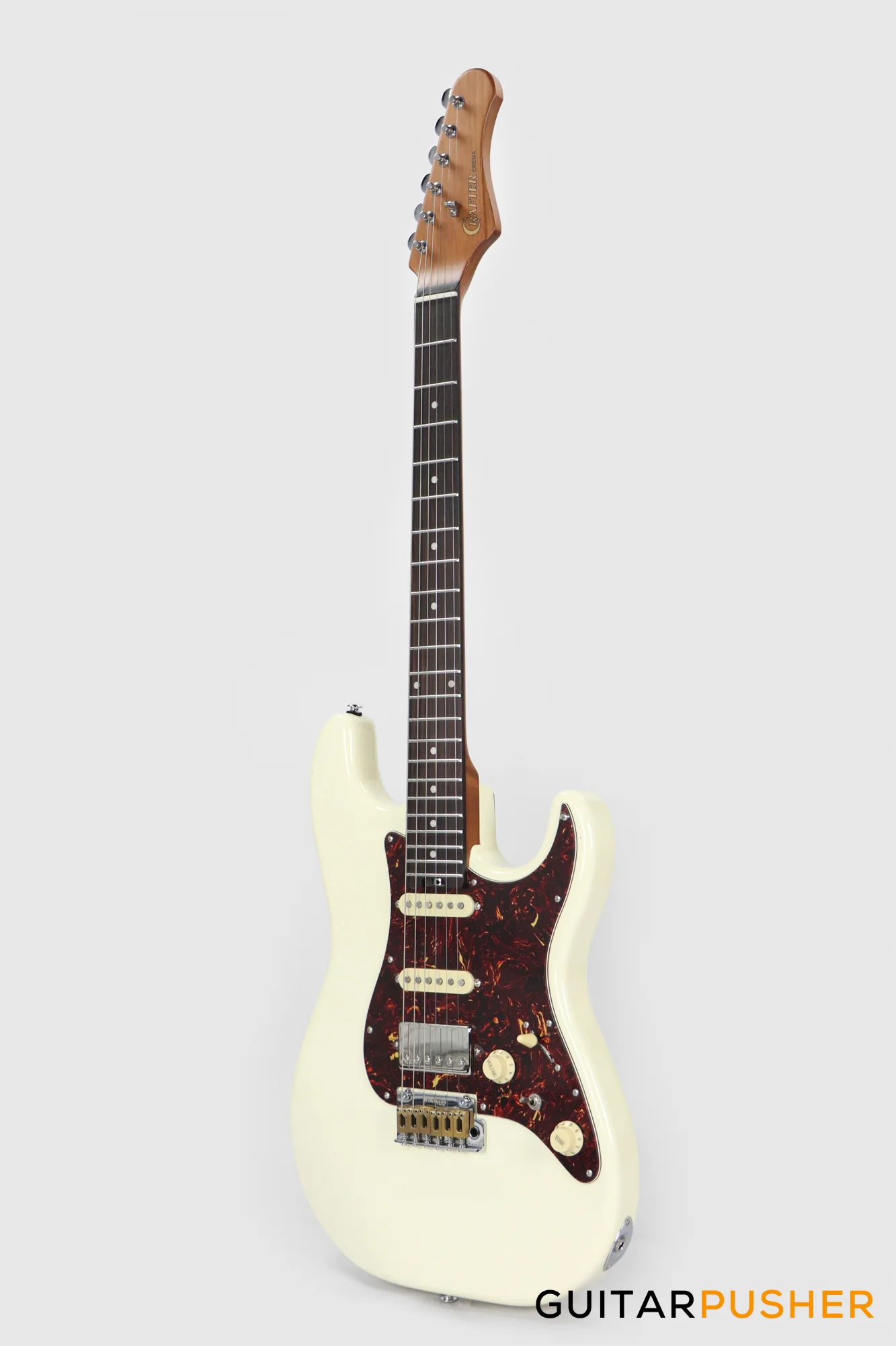 Crafter Guitars Crema S VVS RS MW, S-Style HSS Electric Guitar, Roasted Maple Neck/Rosewood Fingerboard, w/ Gig Bag - Malty White - Image 8