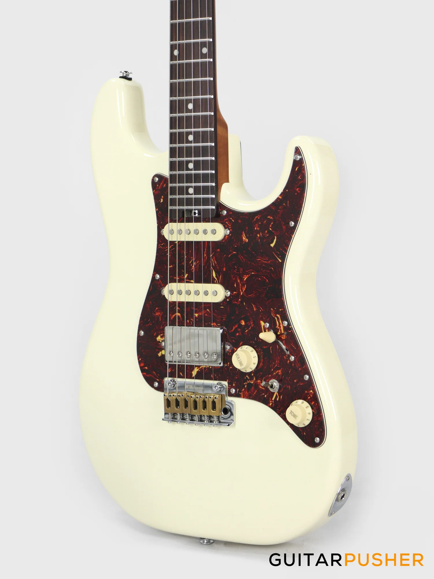 Crafter Guitars Crema S VVS RS MW, S-Style HSS Electric Guitar, Roasted Maple Neck/Rosewood Fingerboard, w/ Gig Bag - Malty White - Image 9