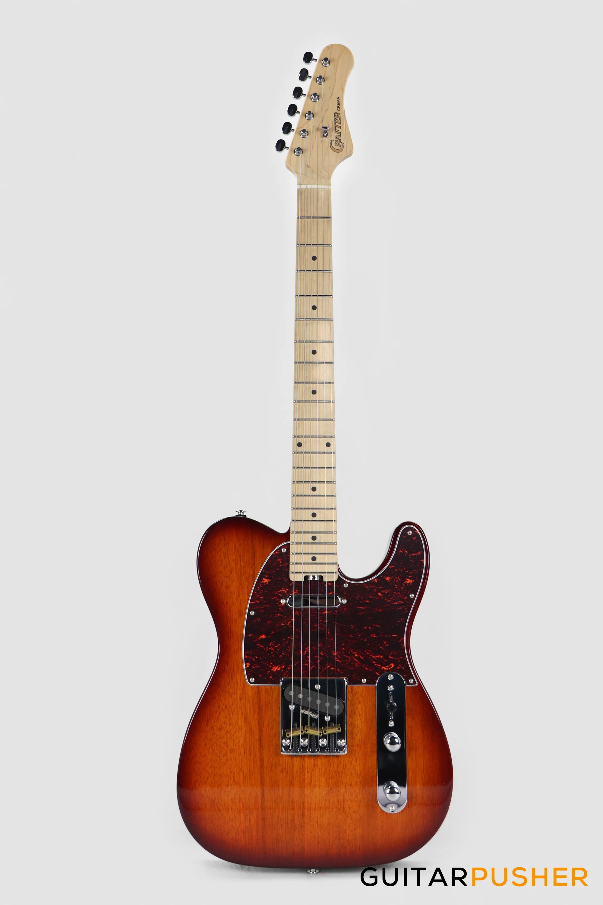 Crafter Guitars Crema T MP TS, T-Style Electric Guitar, Maple Neck/Maple Fingerboard, w/ Gig Bag - Tobacco Sunburst - Image 2