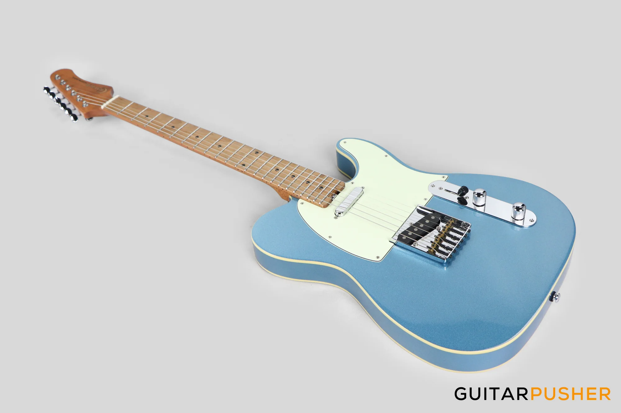 Crafter Guitars Modern Seoul 60's T VVS MP LPB, T-Style Electric Guitar, Roasted Maple Neck/Roasted Maple Fingerboard, w/ Gig Bag - Lake Placid Blue - Image 10
