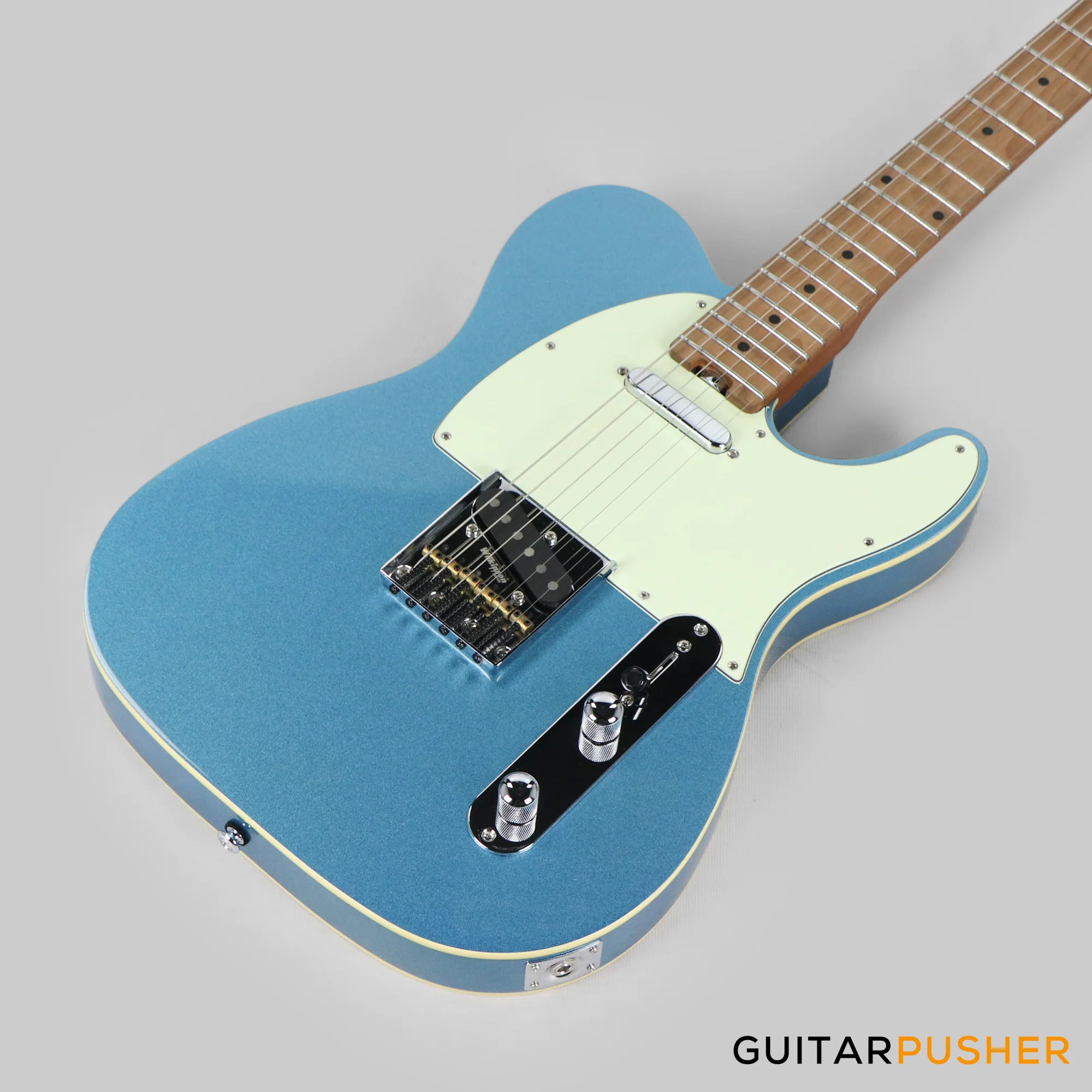 Crafter Guitars Modern Seoul 60's T VVS MP LPB, T-Style Electric Guitar, Roasted Maple Neck/Roasted Maple Fingerboard, w/ Gig Bag - Lake Placid Blue - Image 11