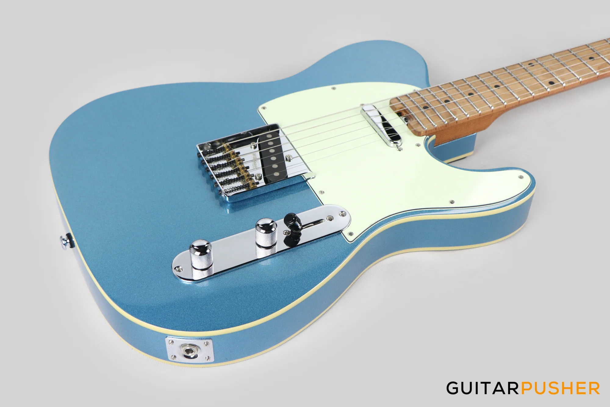Crafter Guitars Modern Seoul 60's T VVS MP LPB, T-Style Electric Guitar, Roasted Maple Neck/Roasted Maple Fingerboard, w/ Gig Bag - Lake Placid Blue - Image 12