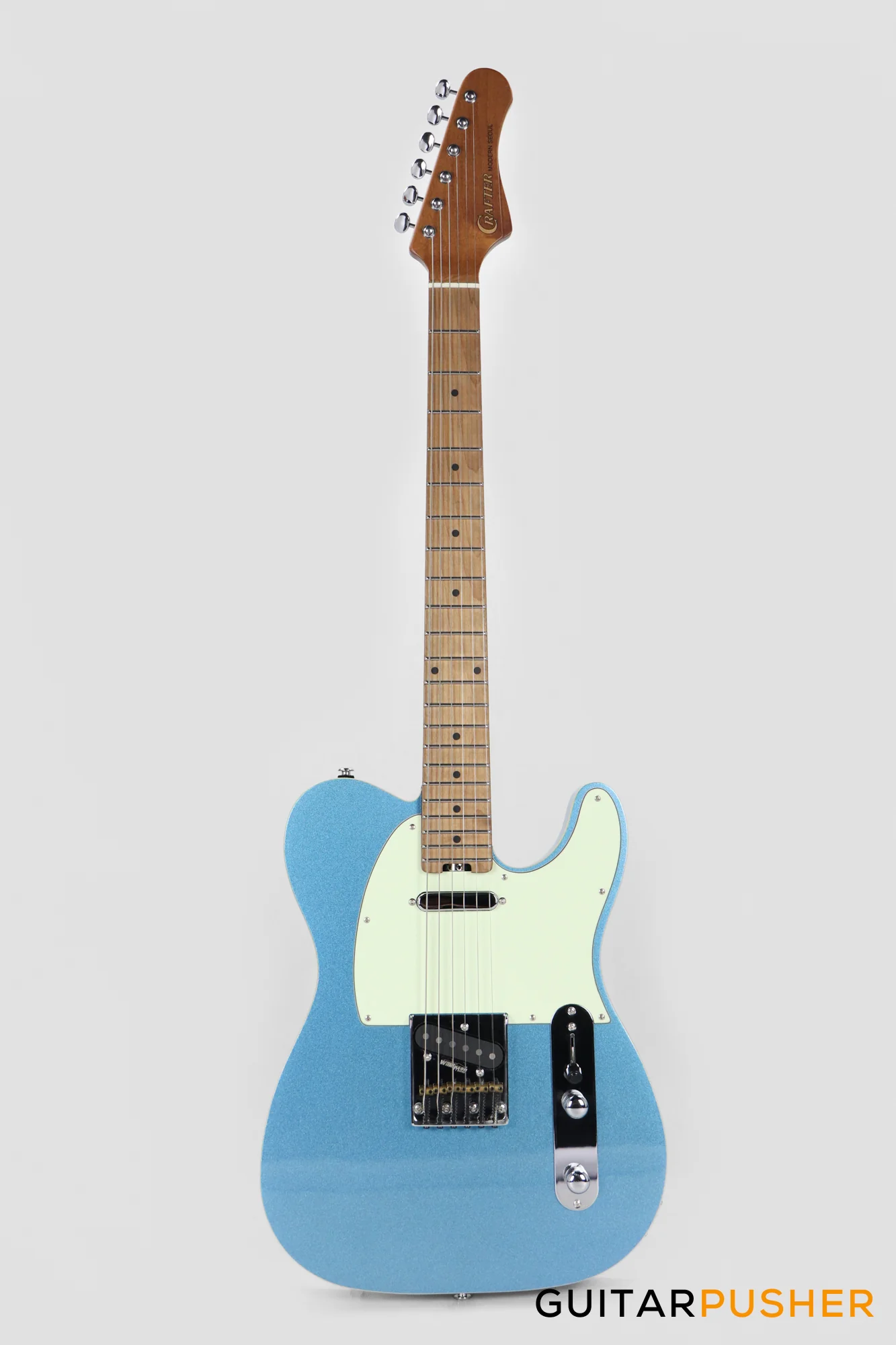 Crafter Guitars Modern Seoul 60's T VVS MP LPB, T-Style Electric Guitar, Roasted Maple Neck/Roasted Maple Fingerboard, w/ Gig Bag - Lake Placid Blue - Image 2