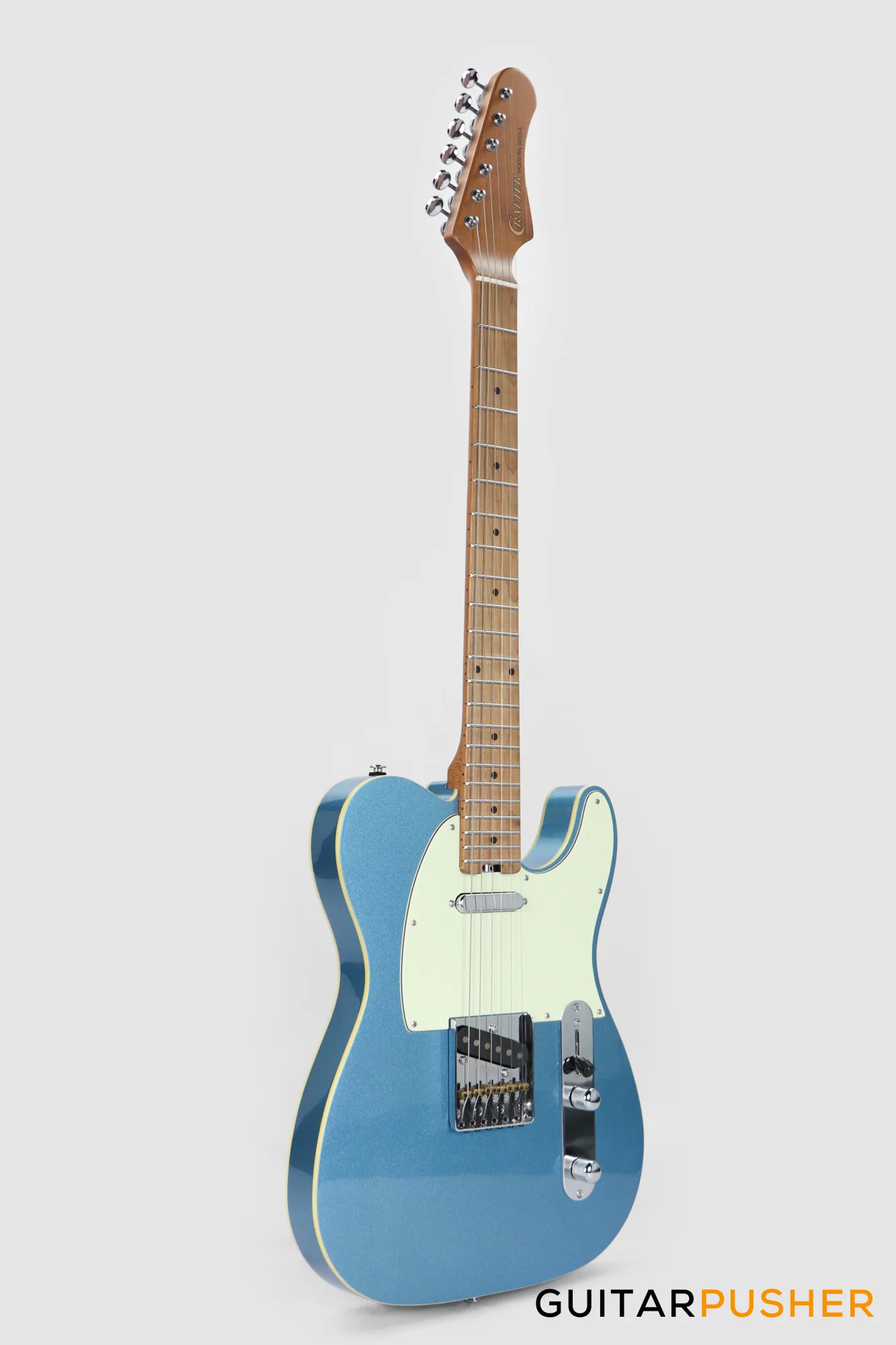 Crafter Guitars Modern Seoul 60's T VVS MP LPB, T-Style Electric Guitar, Roasted Maple Neck/Roasted Maple Fingerboard, w/ Gig Bag - Lake Placid Blue - Image 3