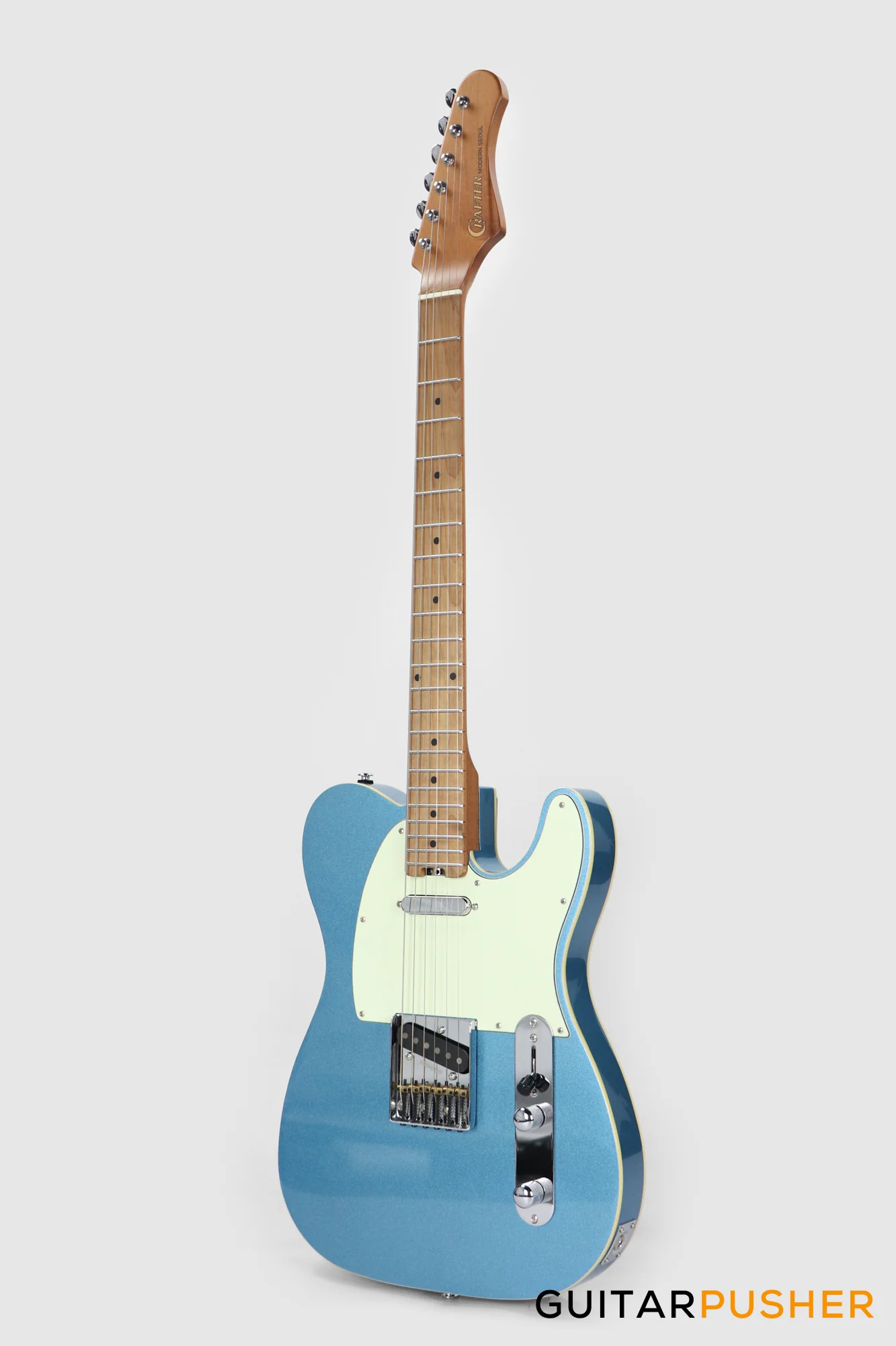 Crafter Guitars Modern Seoul 60's T VVS MP LPB, T-Style Electric Guitar, Roasted Maple Neck/Roasted Maple Fingerboard, w/ Gig Bag - Lake Placid Blue - Image 5