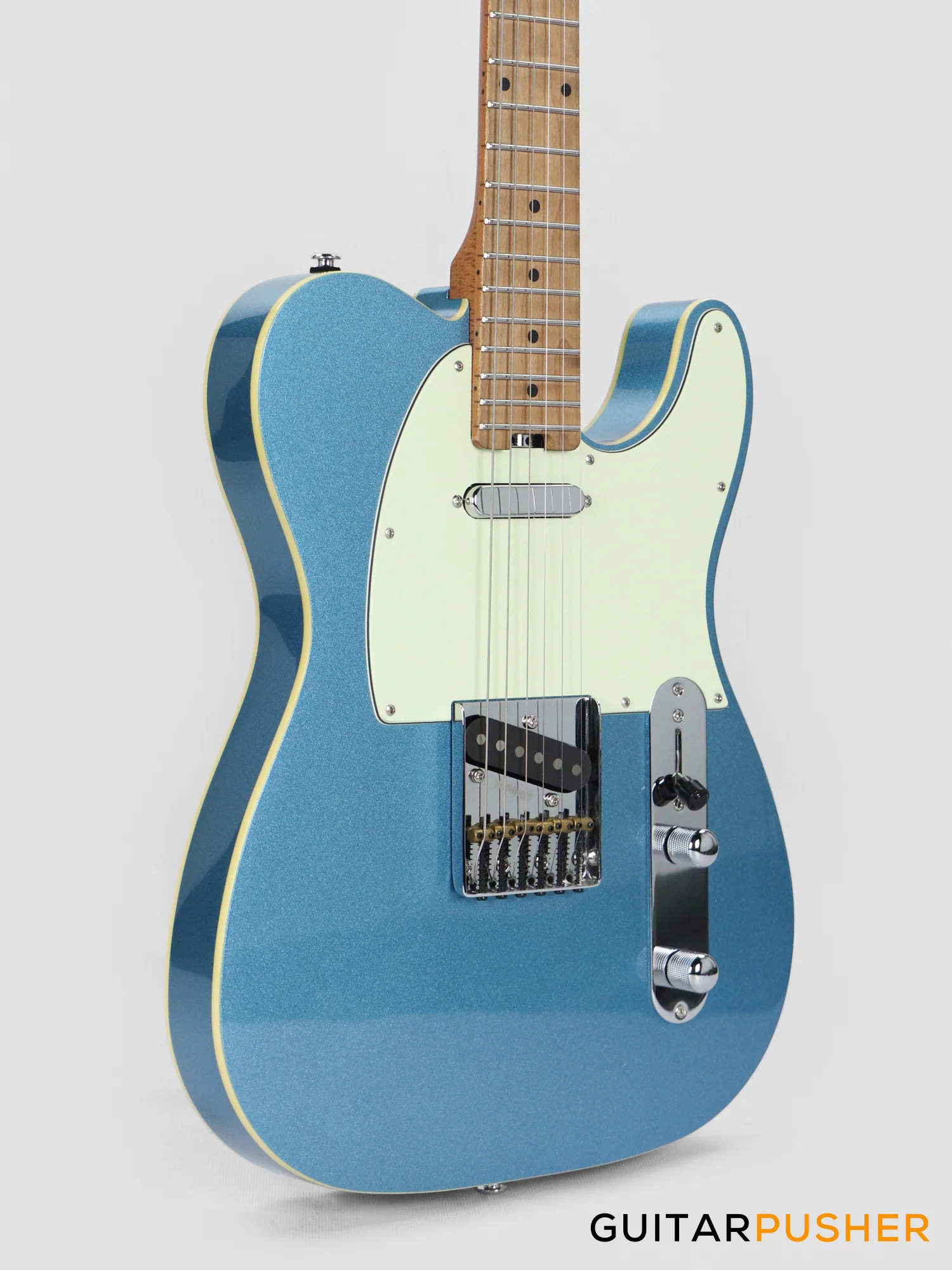 Crafter Guitars Modern Seoul 60's T VVS MP LPB, T-Style Electric Guitar, Roasted Maple Neck/Roasted Maple Fingerboard, w/ Gig Bag - Lake Placid Blue - Image 6