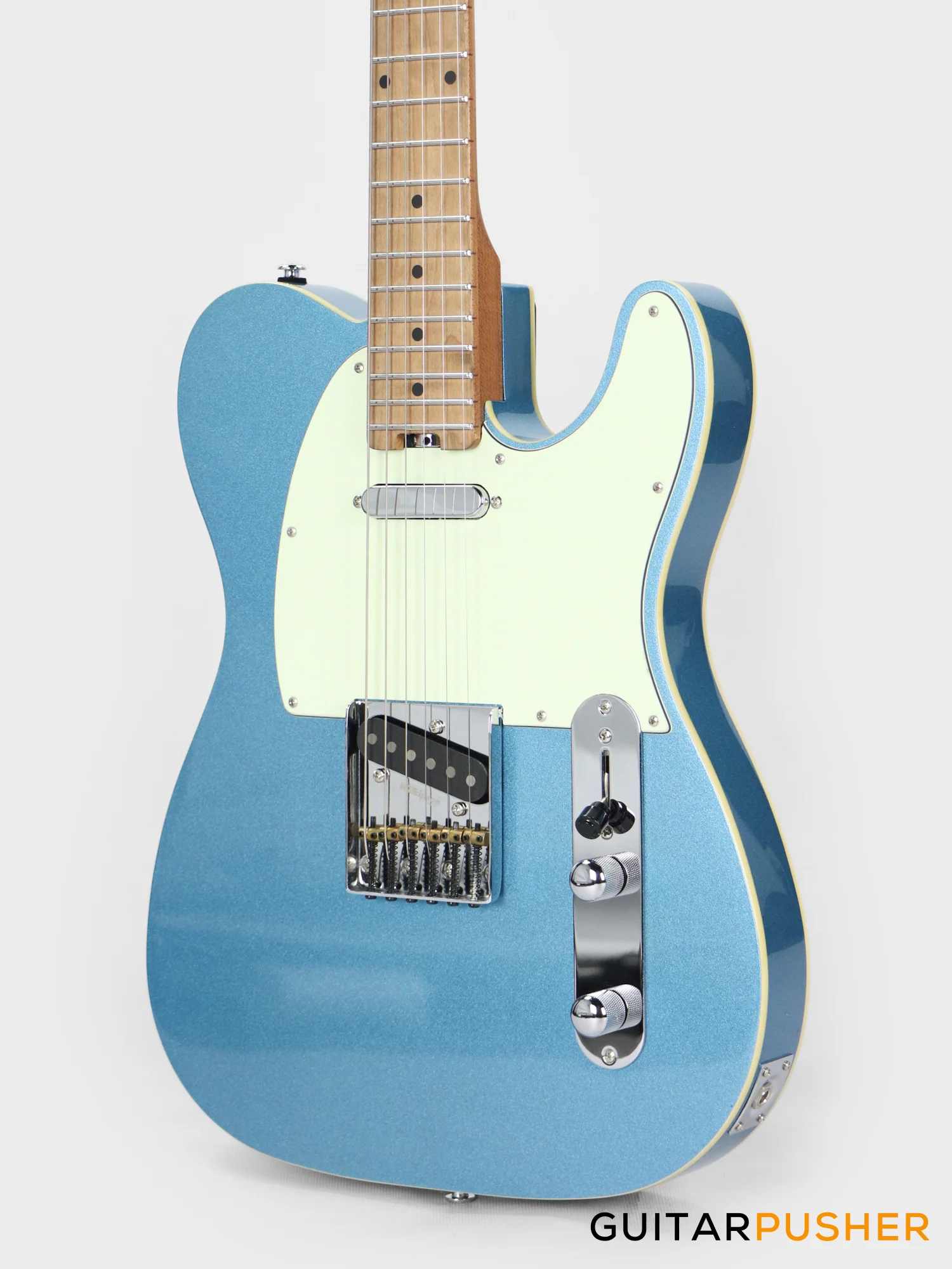 Crafter Guitars Modern Seoul 60's T VVS MP LPB, T-Style Electric Guitar, Roasted Maple Neck/Roasted Maple Fingerboard, w/ Gig Bag - Lake Placid Blue - Image 9