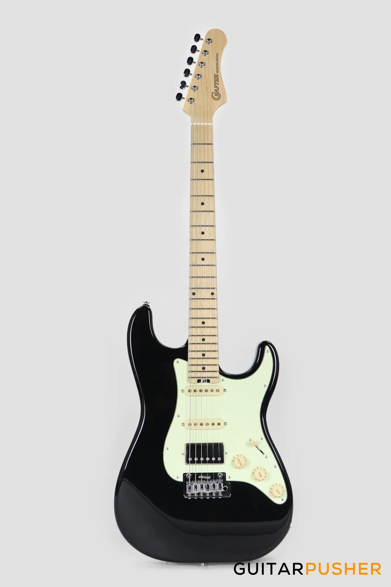 Crafter Guitars Modern Seoul S MP CB, S-Style HSS Electric Guitar, Maple Neck/Maple Fingerboard, w/ Gig Bag - Cosmic Black - Image 2